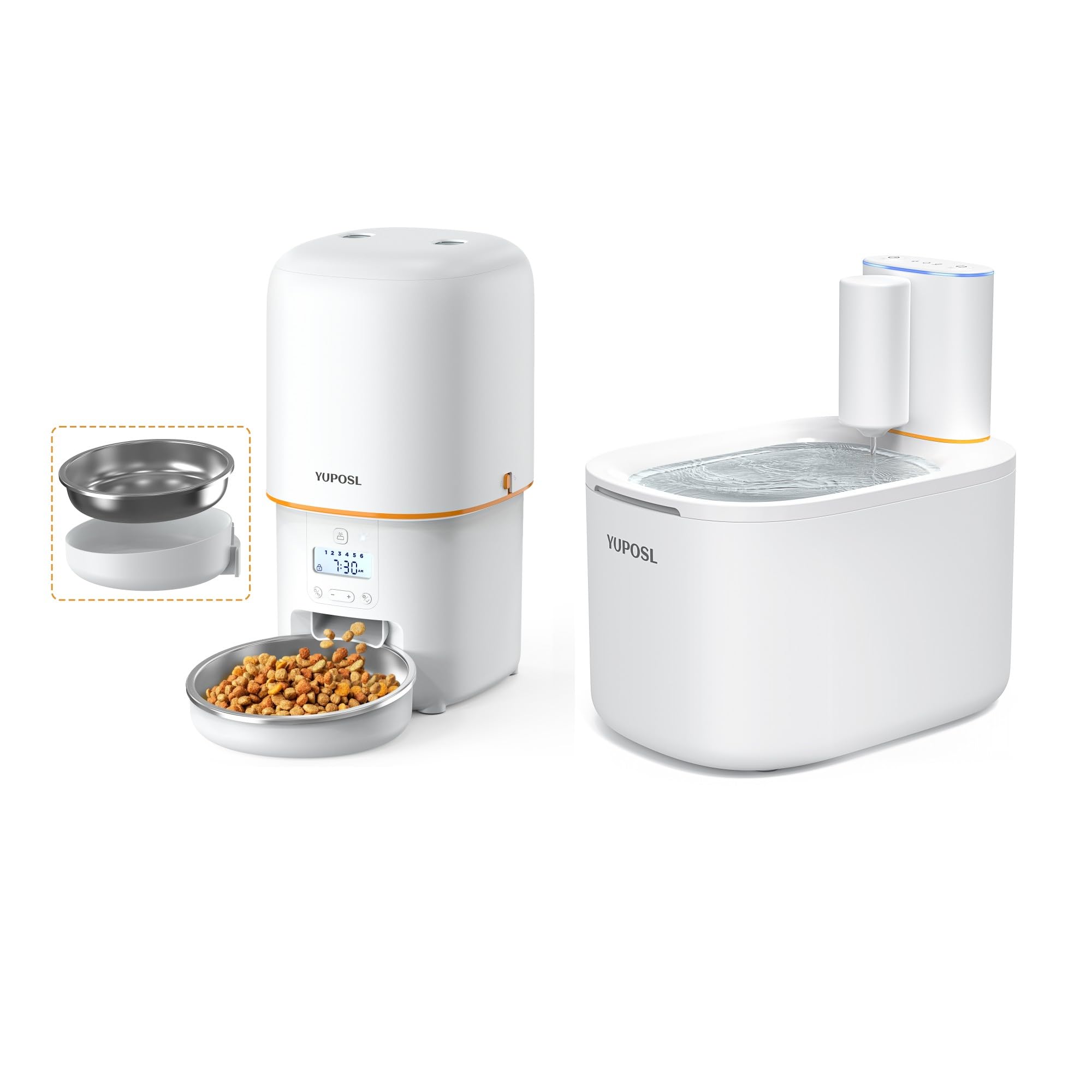 YuposlAutomatic Cat Feeders - 16cup/136oz for Pets&Yuposl Pet Water Fountain with Ultra-Filtration Filter - 118oz/3.5L
