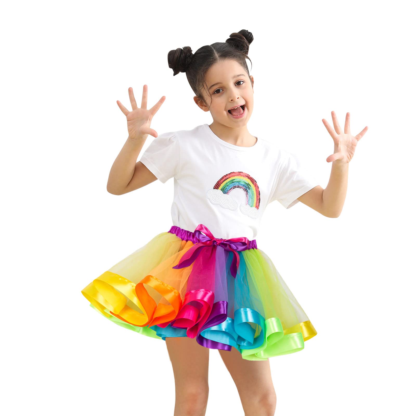 Faldas de ballet para niños, disfraz de fiesta, arcoíris, tul, falda de baile