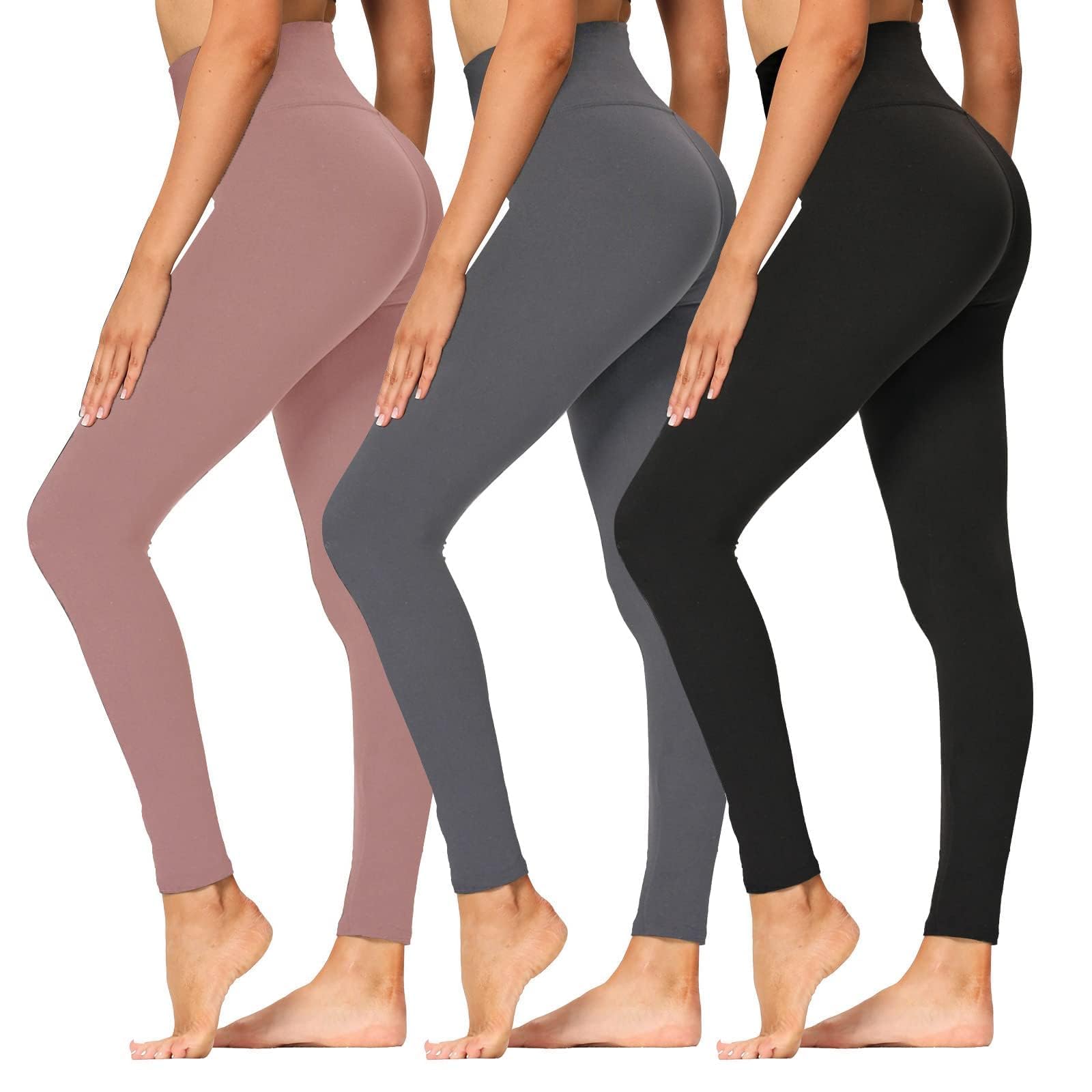 Syrinx 3-Pack High-Waisted Leggings with Pockets for Women, Tummy Control