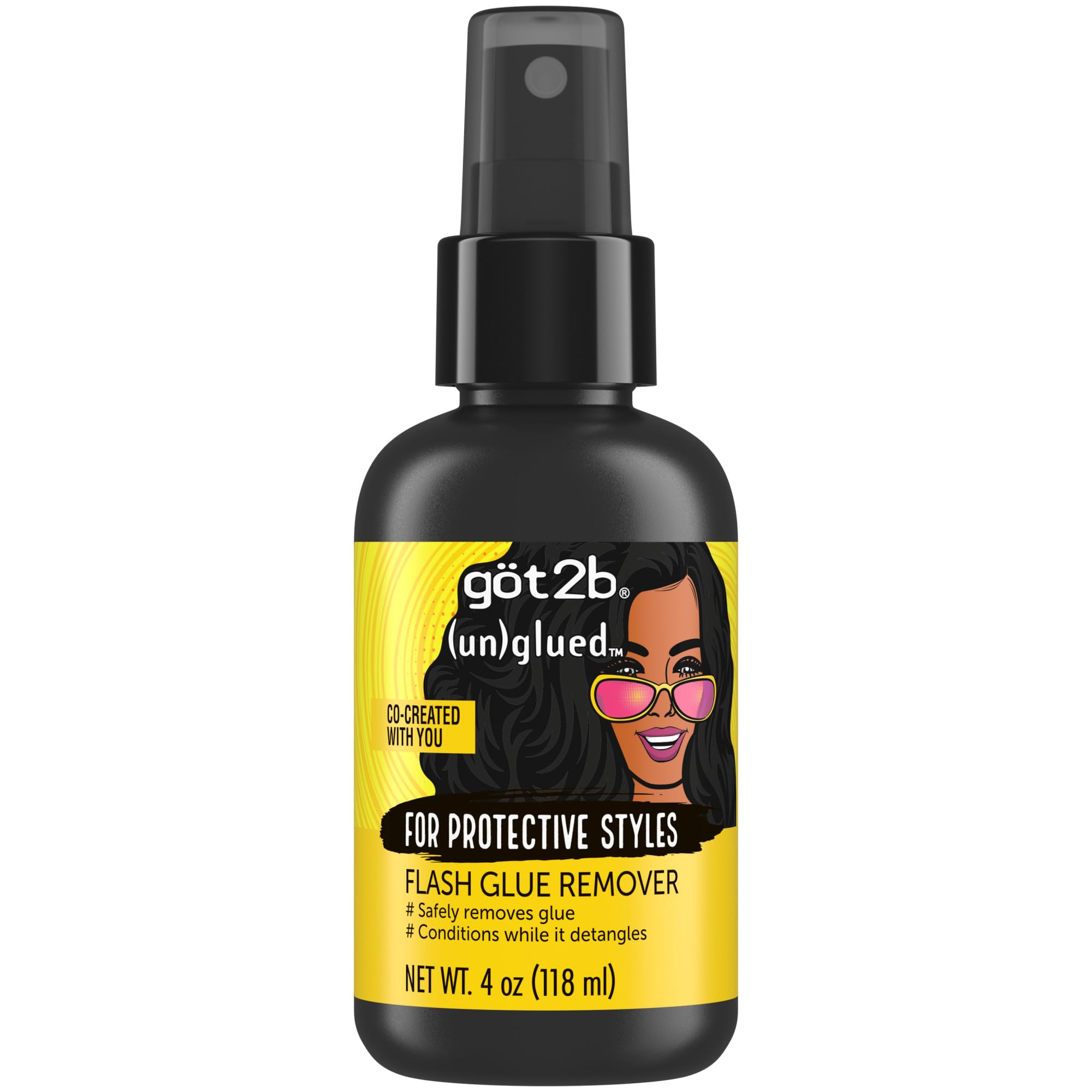 Got2B(un)glued Flash Glue Remover, 4 Fl Oz, Wig Glue and Tape In Extension Remover for Human & Synthetic Hair, Gently Removes Bonding, Dermatologist-Tested, Formulated with Aloe Vera & Castor Oil