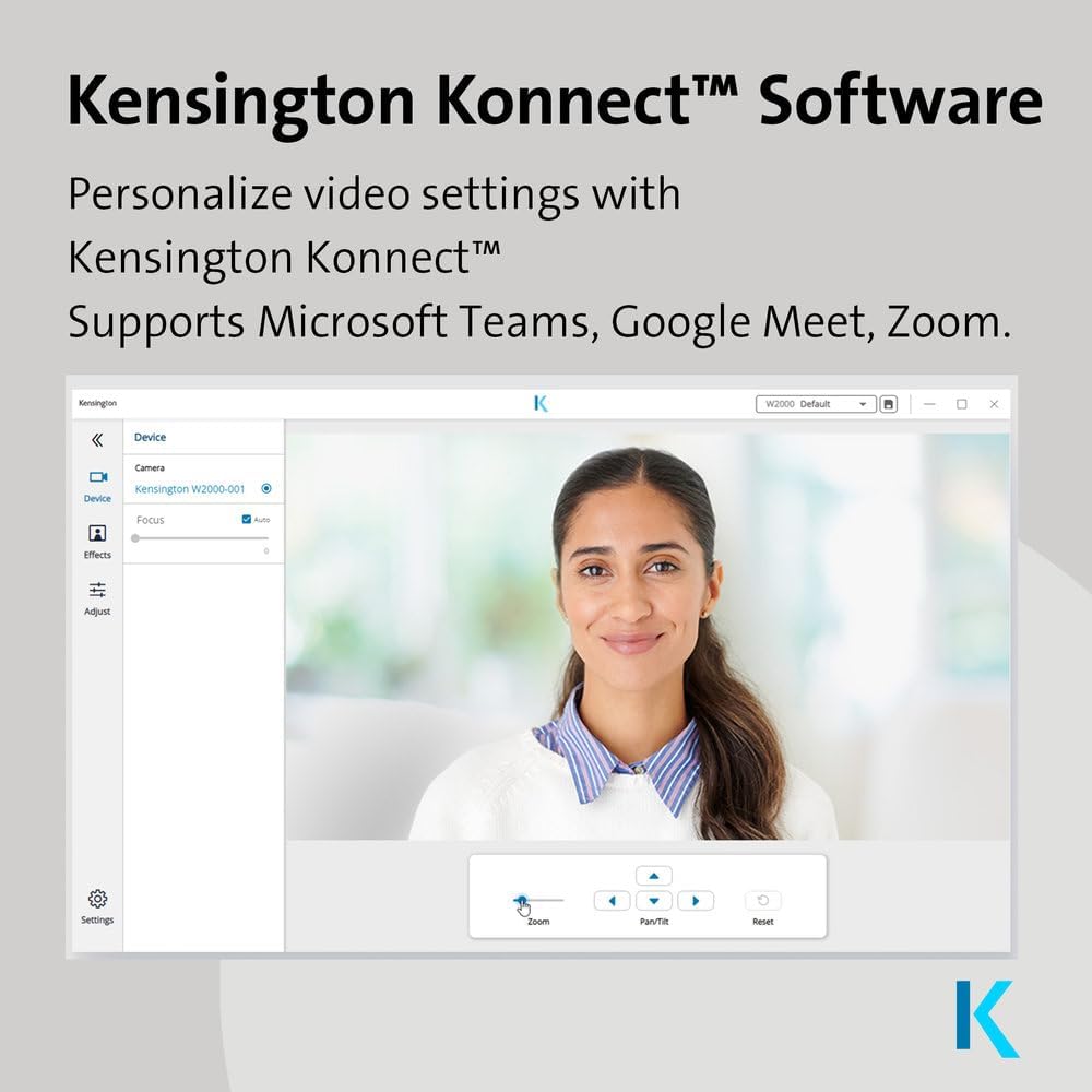 Screenshot of the Kensington Konnect software interface for webการตั้งค่าแคม