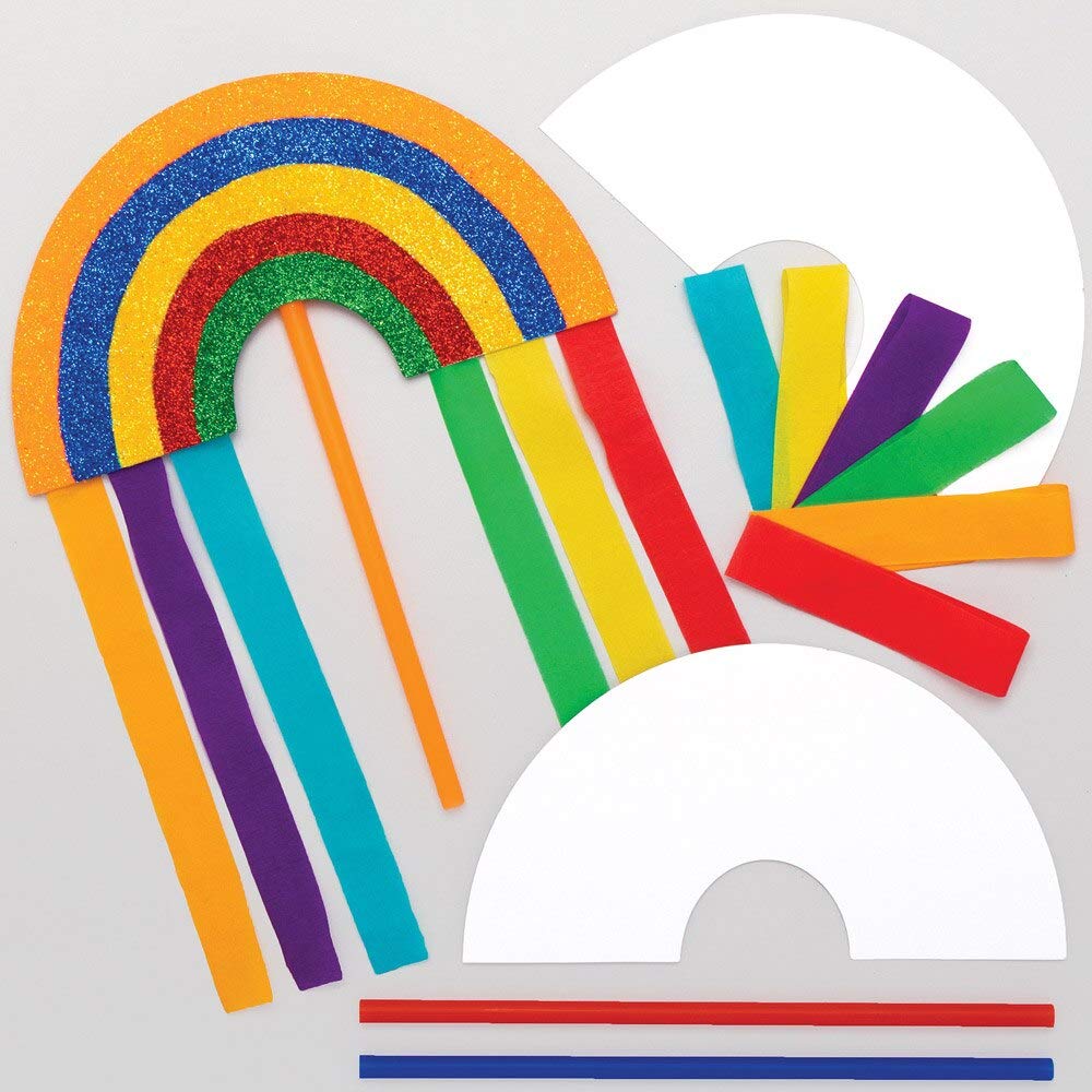 Baker Ross AT742 Rainbow Wand Kits - Pack of 8, Card Blanks for Children to Design and Decorate, Ideal for School Work, Home Activities and Craft Group Projects