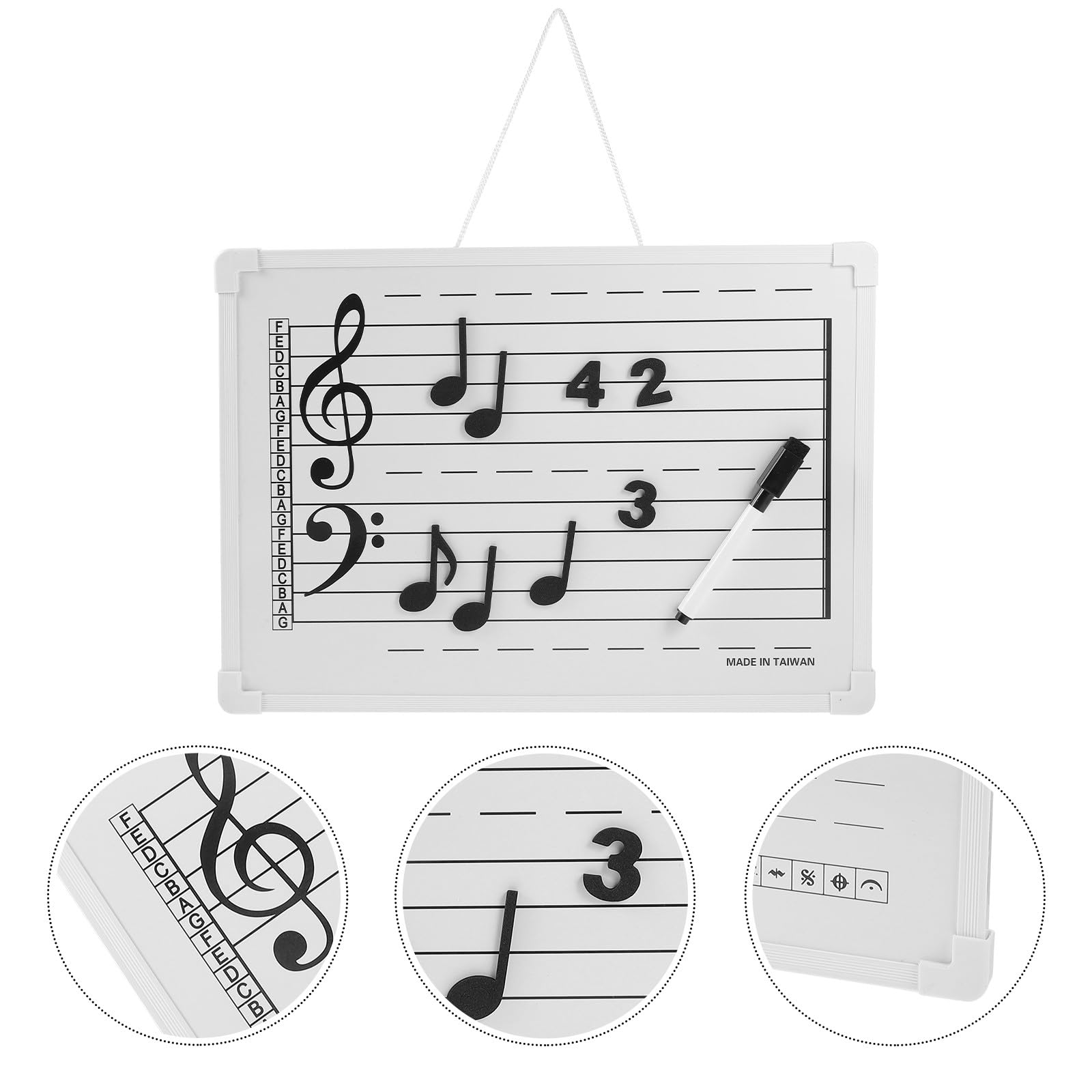 Notenlinien Whiteboard mit Abwischbaren Notenaufklebern Wiederbeschreibbare Musiklehrtafel Leichtes Whiteboard für Schule und Zuhause Wandtafel mit Aufhängevorrichtung