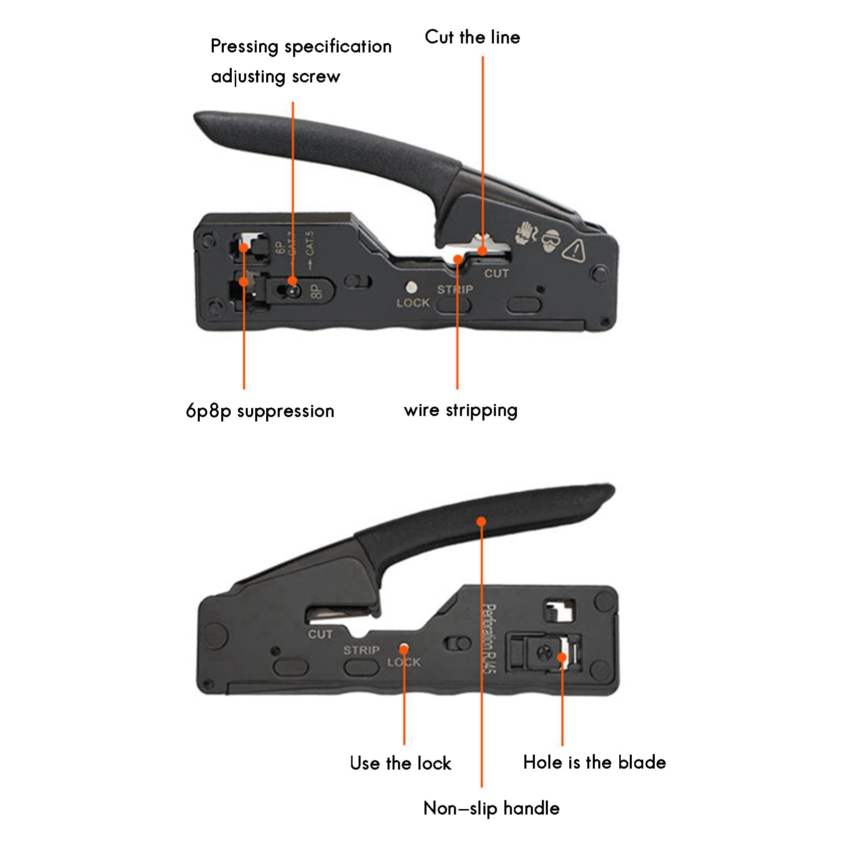 5X Pinza Crimpatrice per di Rete RJ45 Pinza per Crimpare per Crimpatrice per Rj45 Cat7 Cat6 Cat5 Rj11 Pinza per Crimpare Connettore Rj12