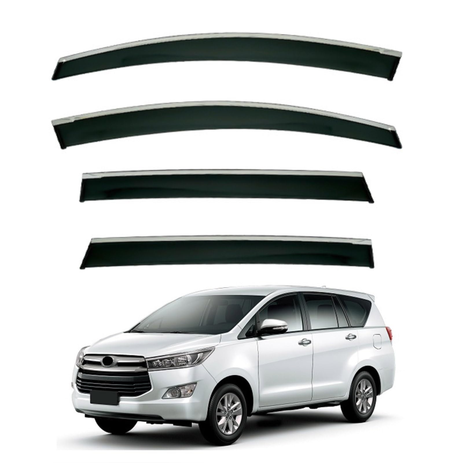 Rain Guards for Toyota INNOVA MK2-AN140 2016-2022, 4-Piece Dark Smoke Window Deflector Visors, Weather Protection Accessories