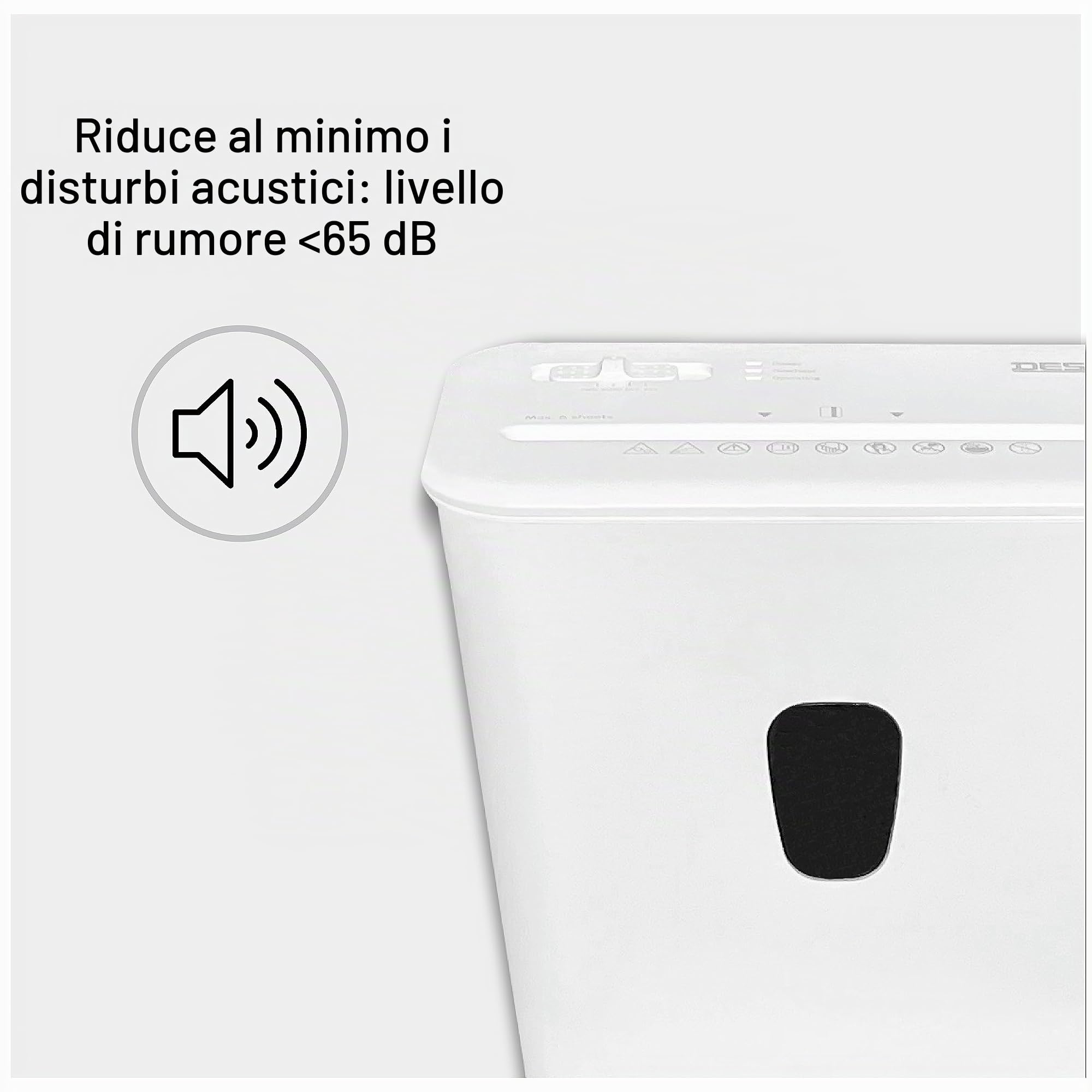 DESQ® Distruggidocumenti - 8 fogli, Taglio a particelle 4 x 38 mm, Livello di sicurezza P4, 15 litri, Funzionamento silenzioso, 5 min. Non stop, Per uso domestico e in ufficio, Dutch design