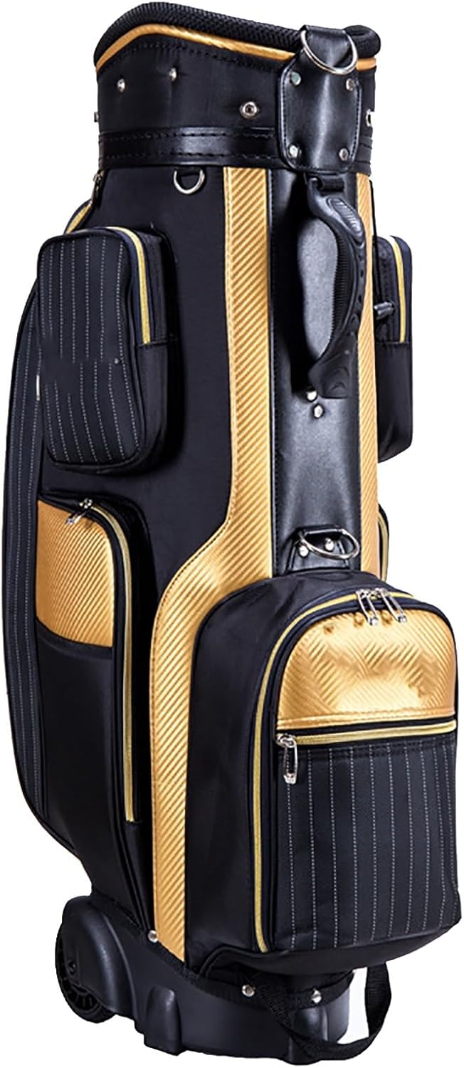 Golf Cart Bag for Men Women, Golf Bags for Men Clearance, with Wheels Stand Golf Bag with 5 Way Dividers Black