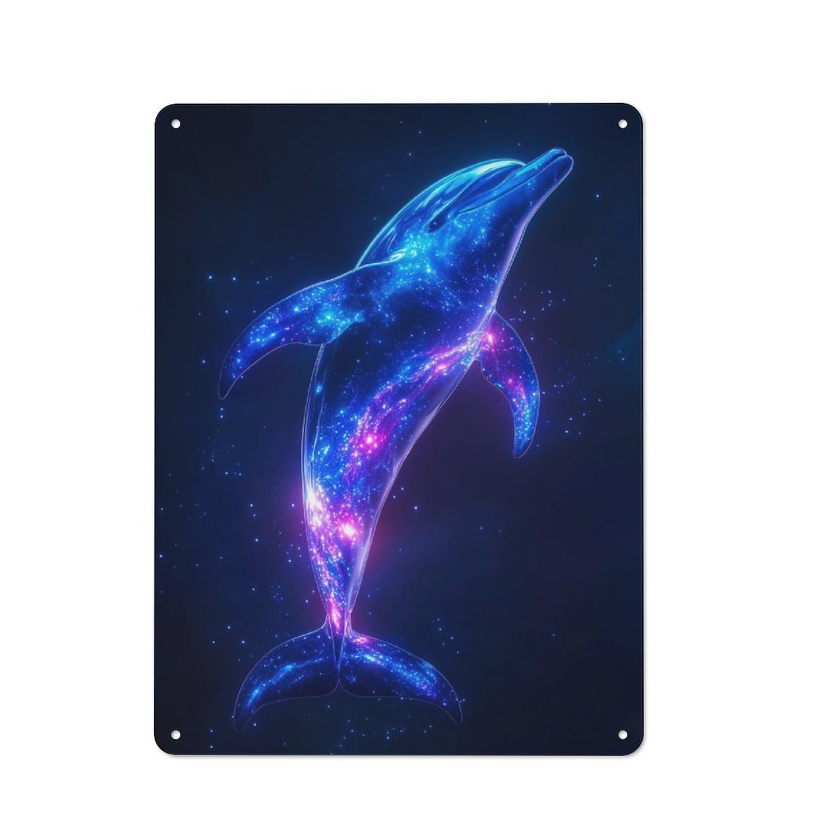 Cosmic Space Dolphin Rustic Tin Sign 40x30cm, Garden Style Garden Room Wall Plaque for Conservatory, Home Bar Or Utility Room
