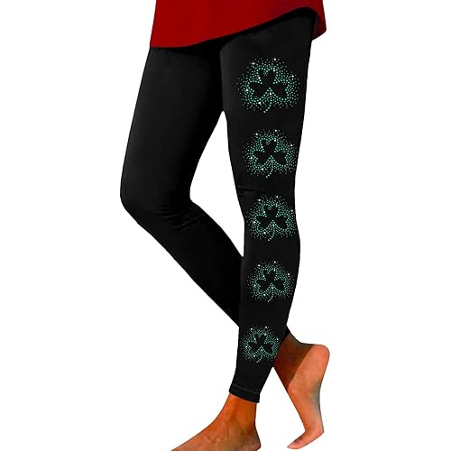 St. Patrick's Day Leggings Women Shamrock Yoga Pants Irish Green Clover Leaves High Waist Soft Stretchy Workout Tight