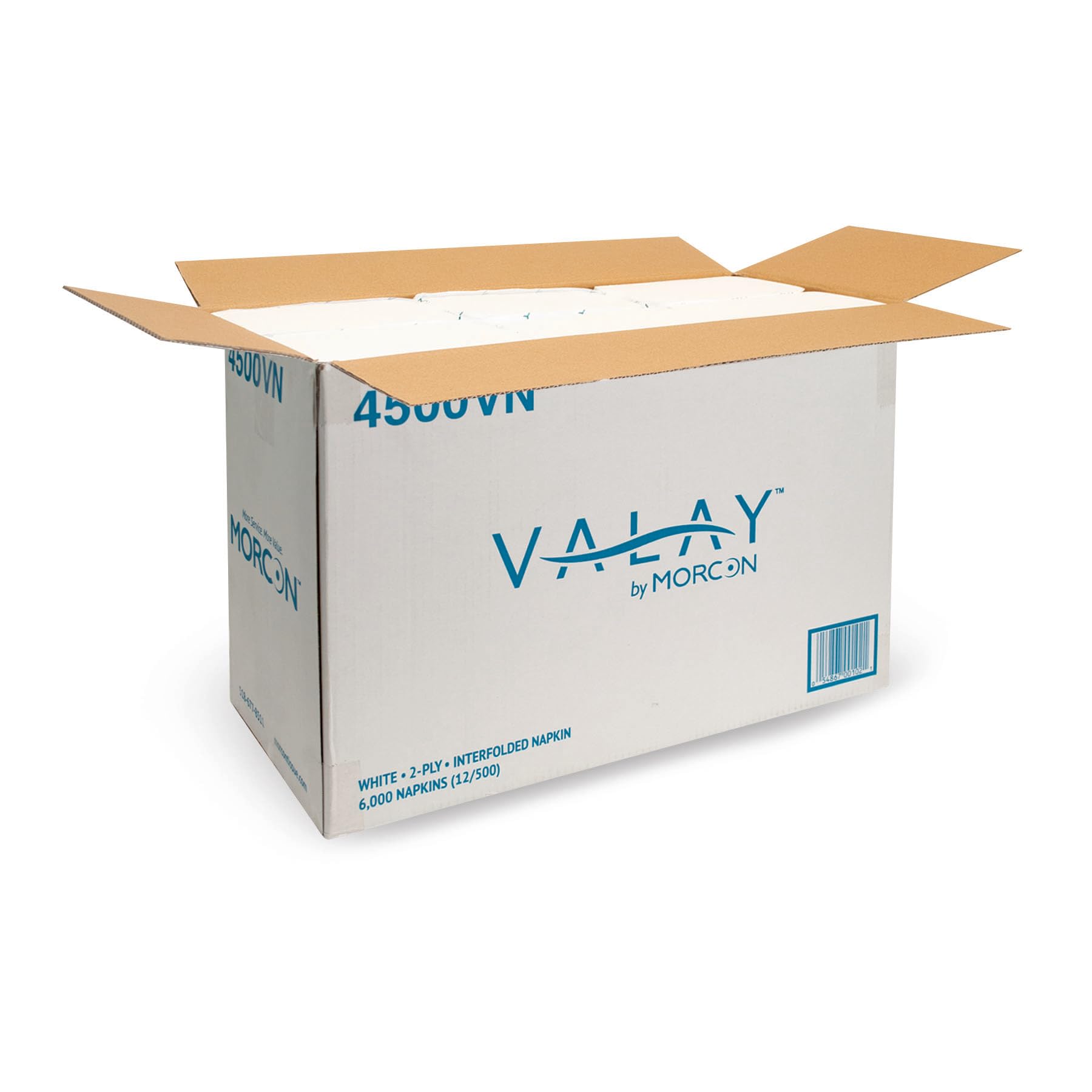Morcon 4500 VN dispensador, Interfolded servilletas de papel, 2 capas, 6 1/2 x 8 1/4, blanco, 500/Unidades, 12 Pk/CTN