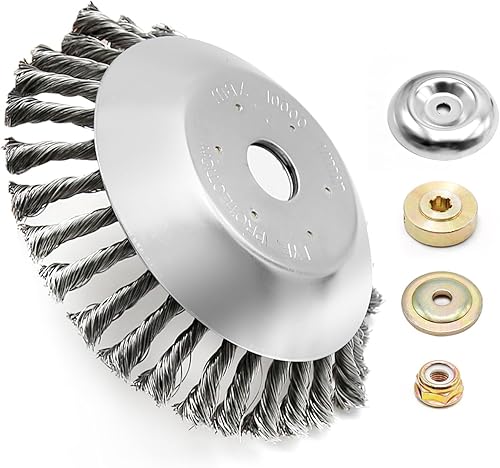 MDEOOSKY Cepillo giratorio de alambre de acero de 8 pulgadas, kit de adaptador universal de cabezal recortador de 8 pulgadas, repuesto para Stihl