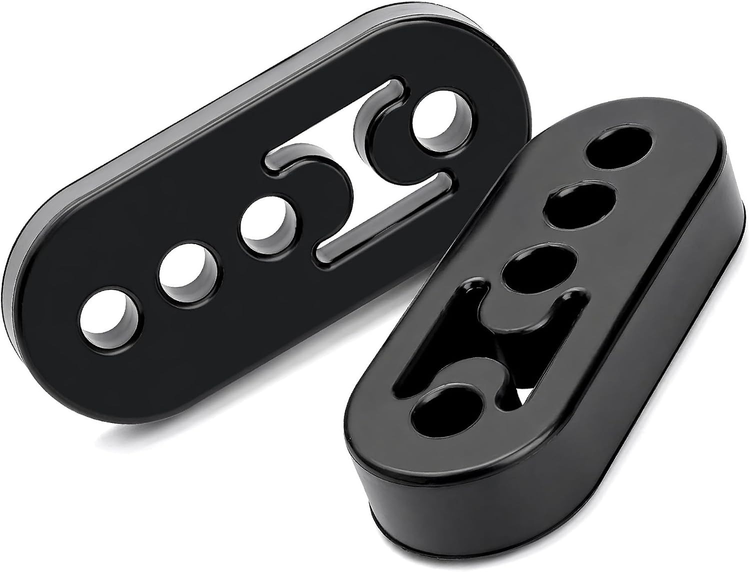 2PCS Rubber Exhaust Hanger, 4 Holes Adjustable Muffler Hanger, 0.47 Inch Universal Insulator Bushing Mount, Shock Absorbent Noise Reducing Bracket for Car Truck SUV (Black)