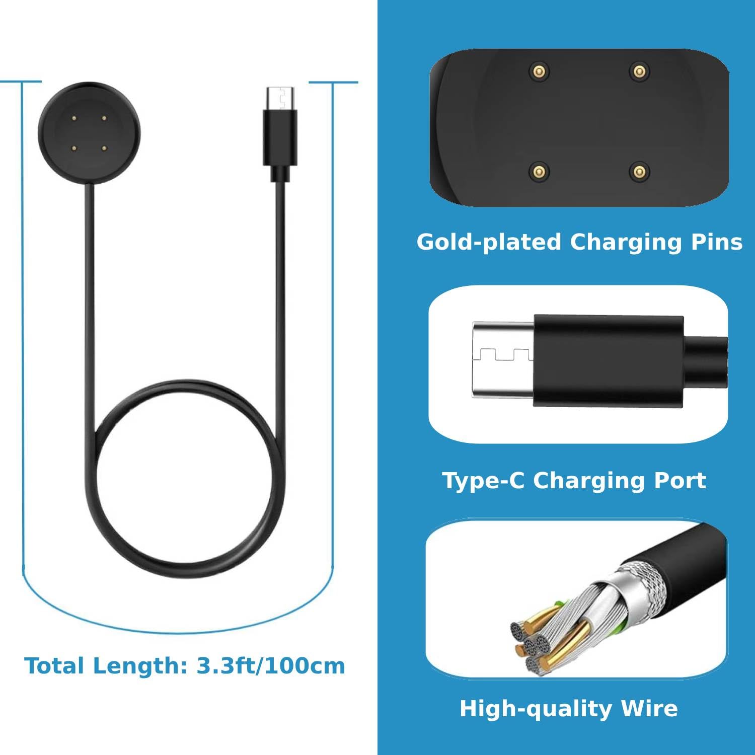 Caricabatterie Magnetico Per Pixel Watch 3/2 E Fitbit - Dock Ricarica USB-C - Foto 3