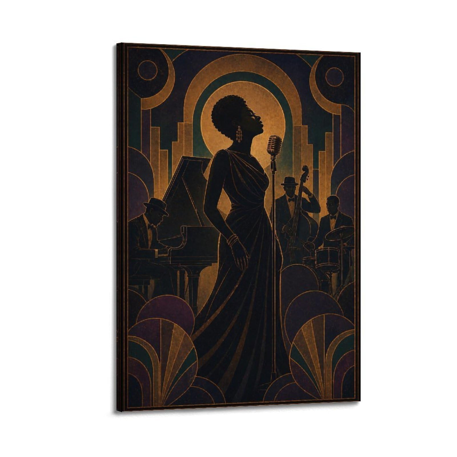Okngb Frame-Style Vintage Harlem Style Jazz Band Club Poster Decorative Painting Canvas Art Picture 24X36inch(60X90cm)