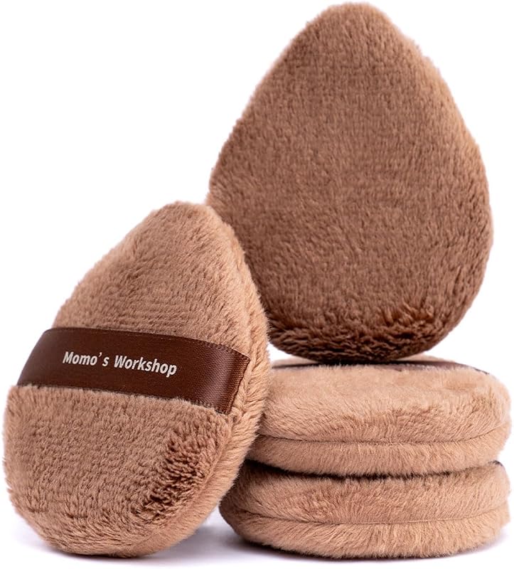Momo's Workshop Powder Puff 2Pcs Long Fluffy Egg Powder Puff for Powder & Blush