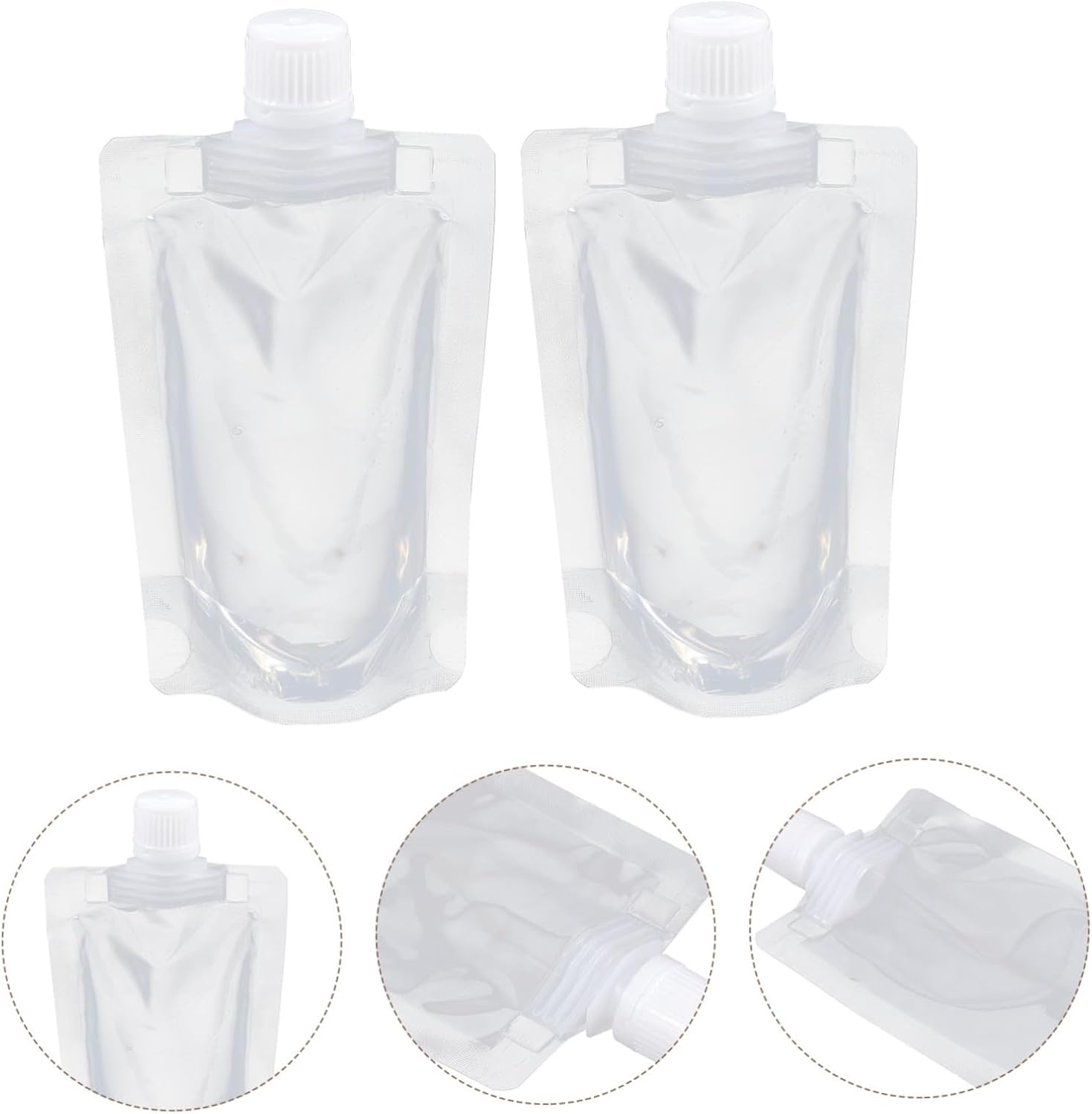 Cabilock 100pcs Juice Pouches Airtight Liquid Containers for Camping Travel Outdoor Activities Easy Pour Spout Design Capacity Reusable Beverage Flask Bags