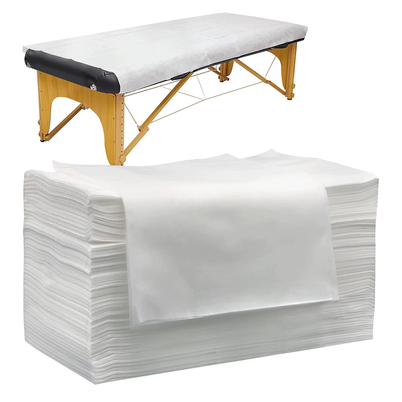 100 PCS Sábanas Desechables no Tejidas, Hojas de Cama de Transpirable y no Tapado, Para la Masaje Belleza, Tatuaje, SPA, 80 * 180cm, Blanco