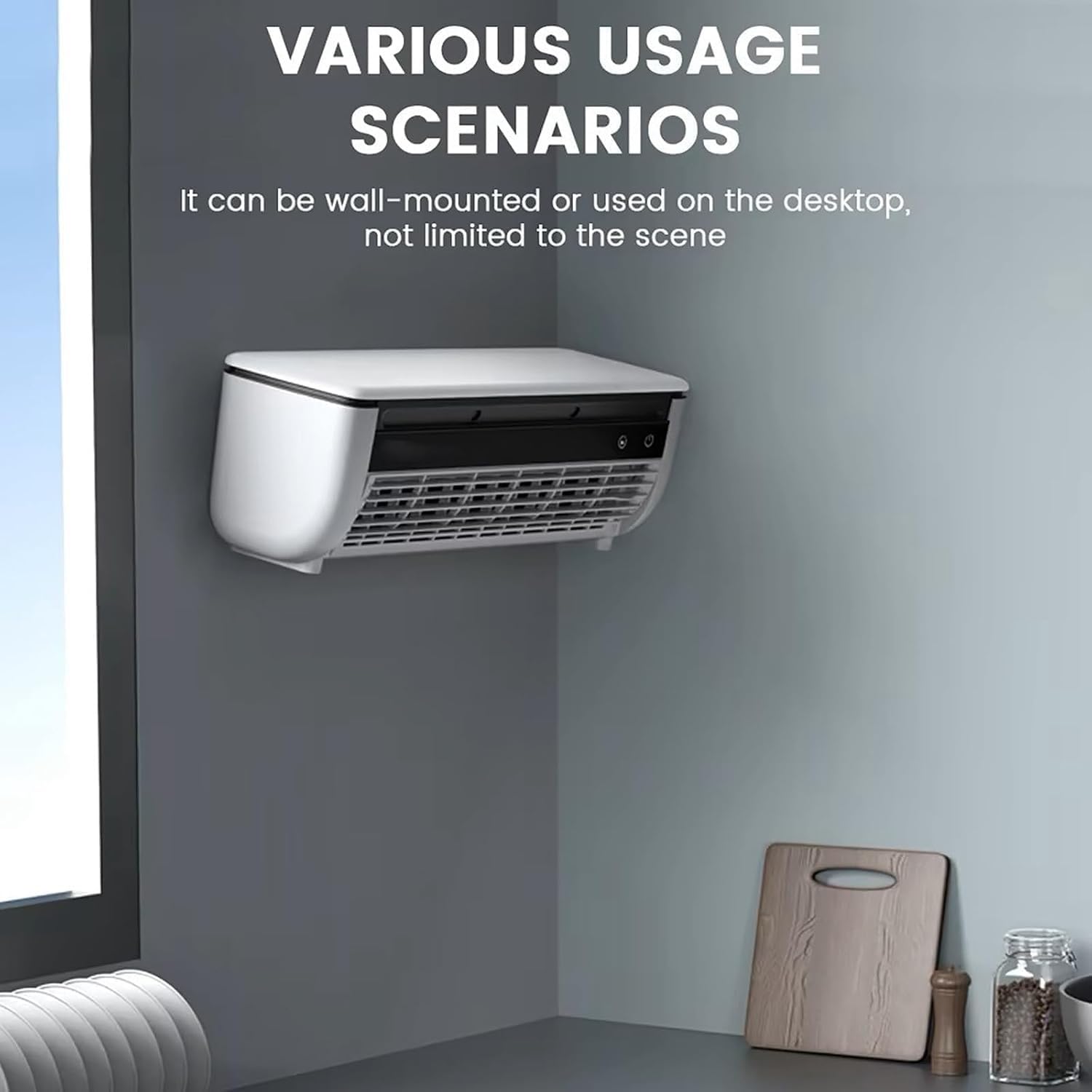 Wand Klimaanlage Ohne Außengerät, 4-in-1 Tragbare Mit Kühlung & Nebel & Kabellosem Laden, Leise & Energieeffizient, Keine Bohrung, Einfache Montage Für Küche