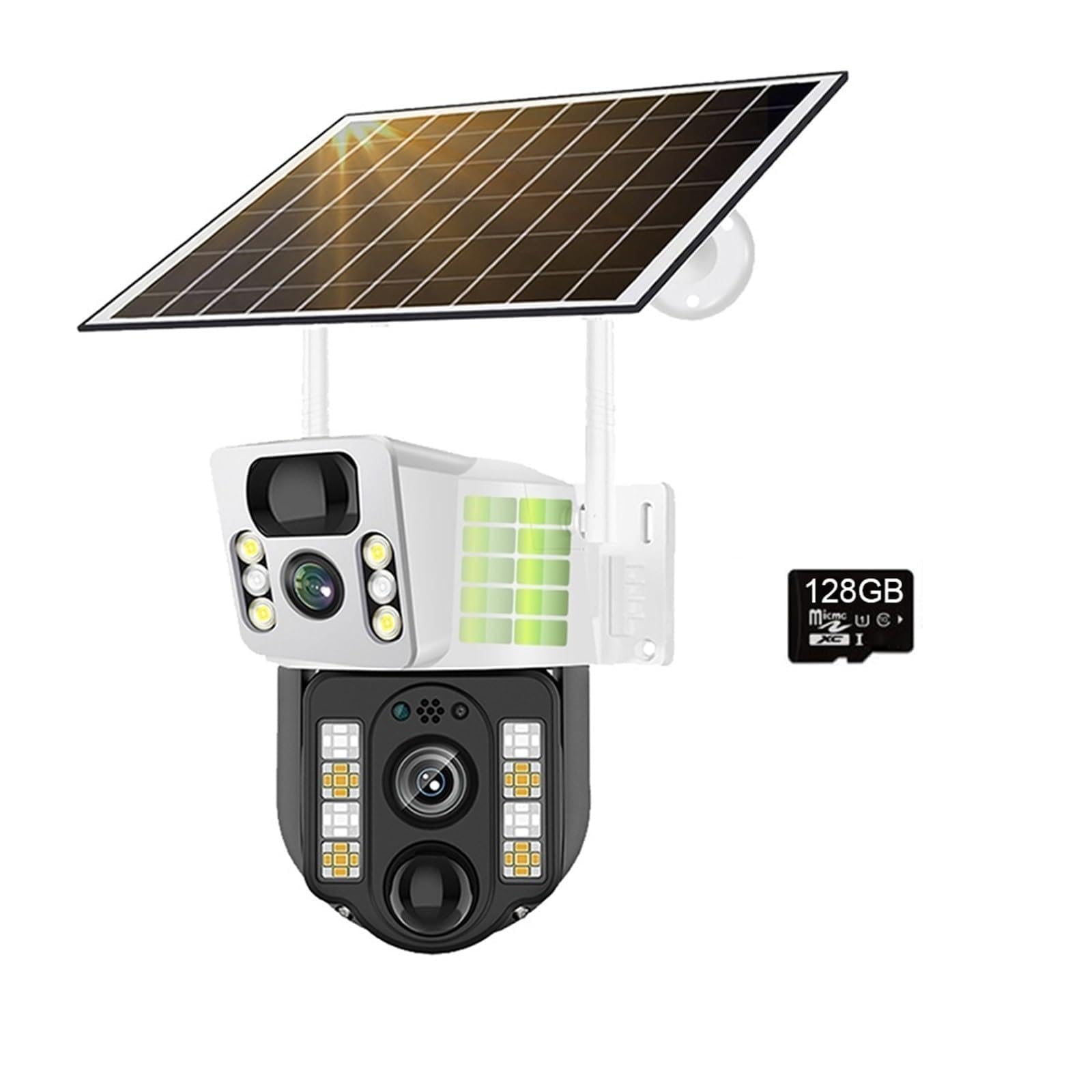 JVDDI Solar Camera IP CCTV Surveillance Cameras WiFi/4G Outdoor Battery Monitor Smart Home PIR Humanoid Detection Security Protection(WIFI Cam 128G Card)