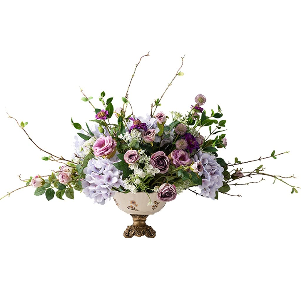 Vase de style européen et fleurs de simulation pour une décoration maison de luxe