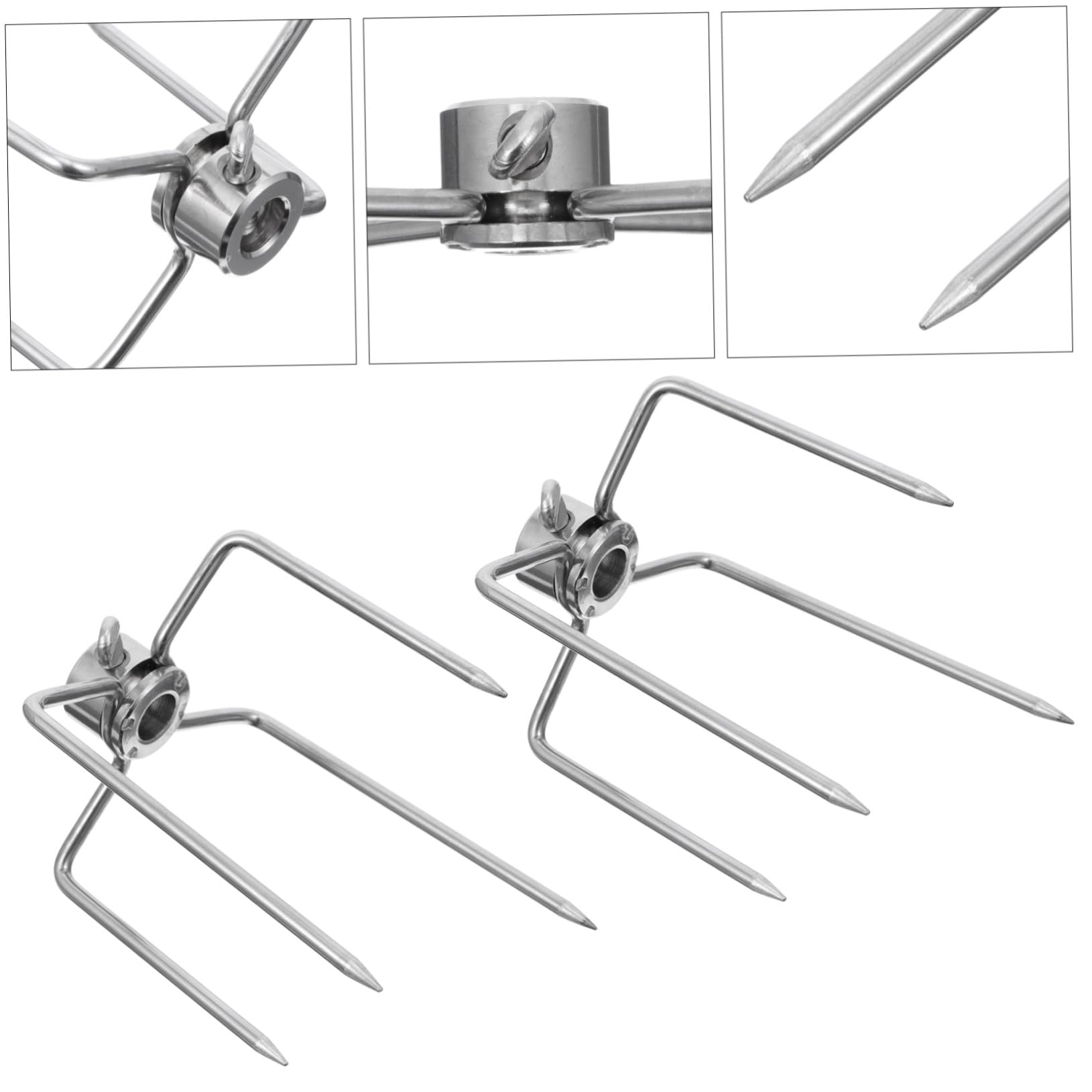 Didiseaon 2 piezas Tenedores para Barbacoa de Acero Inoxidable Tenedores para Asar Carne Resistentes y Duraderos Accesorios para Parrilla Rotativa Aptos para Plancha y Parrilla de Pescado