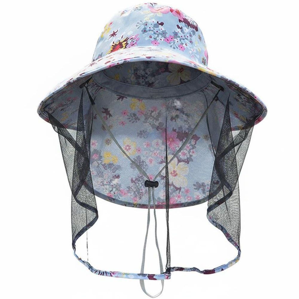 Ppmter Mosquito Head Net Hat, Safari Sun Hat with Veil Mesh Protection from Insect, Sun Protection Fishing Hat Outdoor Bucket Hat with Net Mesh