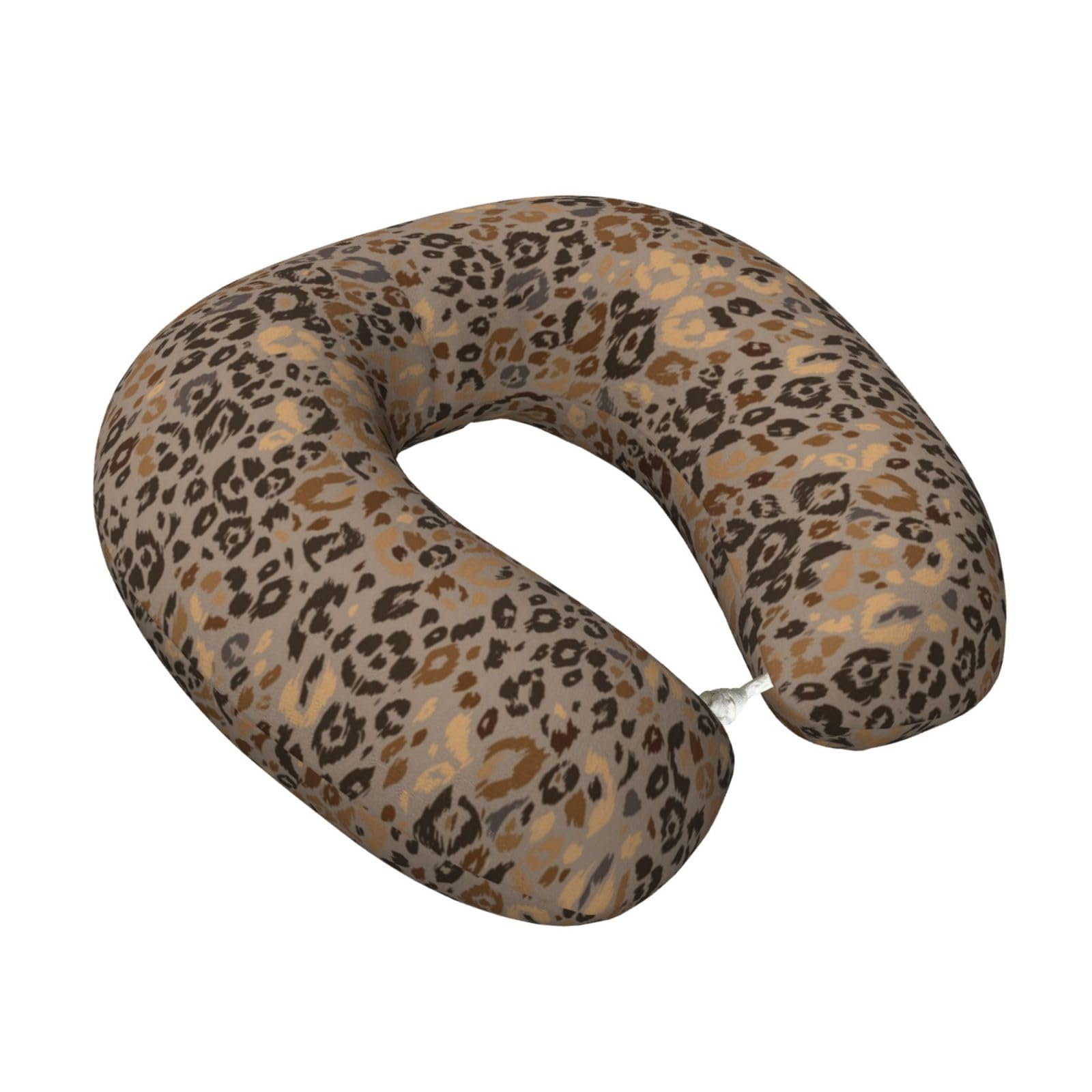 LKYMOH Leopard Seamless Print, Travel Neck Pillow U-Shaped Memory Neck Support Soft Comfortable With Washable Cover For Airplane Car Traveling and Office