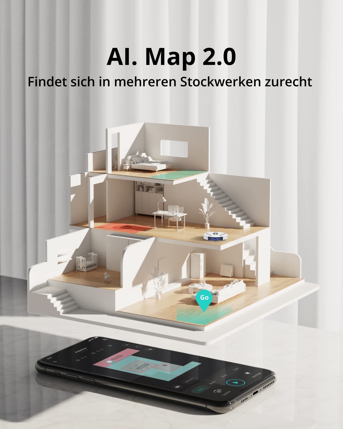 eufy RoboVac X8 Saugroboter mit Lasernavigation, 2X 2000Pa Saugleistung, Twin-Turbine Technologie, AI. Map 2.0 Technologie, WLAN-Konnektivität, BoostIQ Technologie (Generalüberholt)