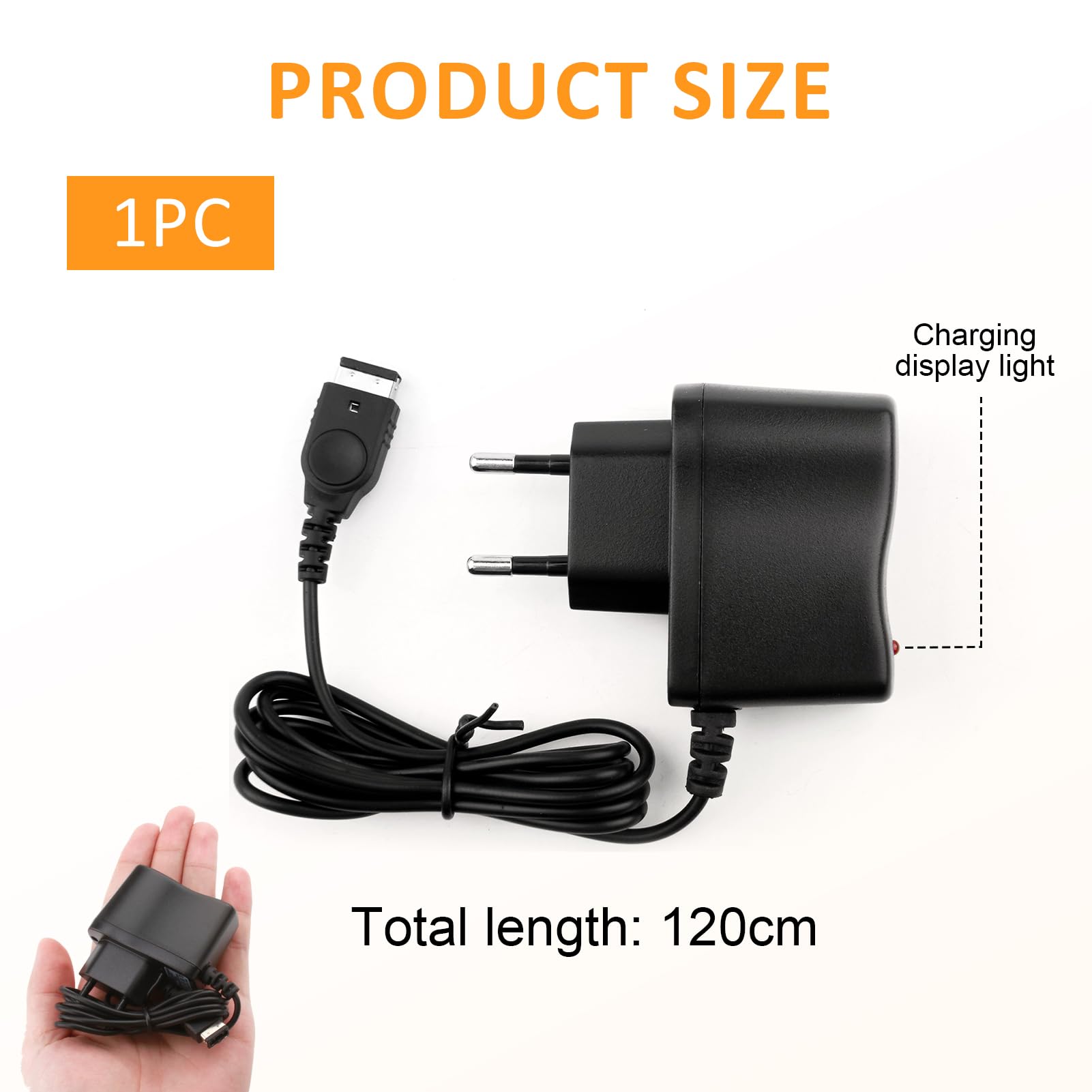 Adaptateur Secteur Compatible pour Nintendo DS et Gameboy Advance SP - Chargeur 5,2 V 450 mA avec Câble de 1,2 m