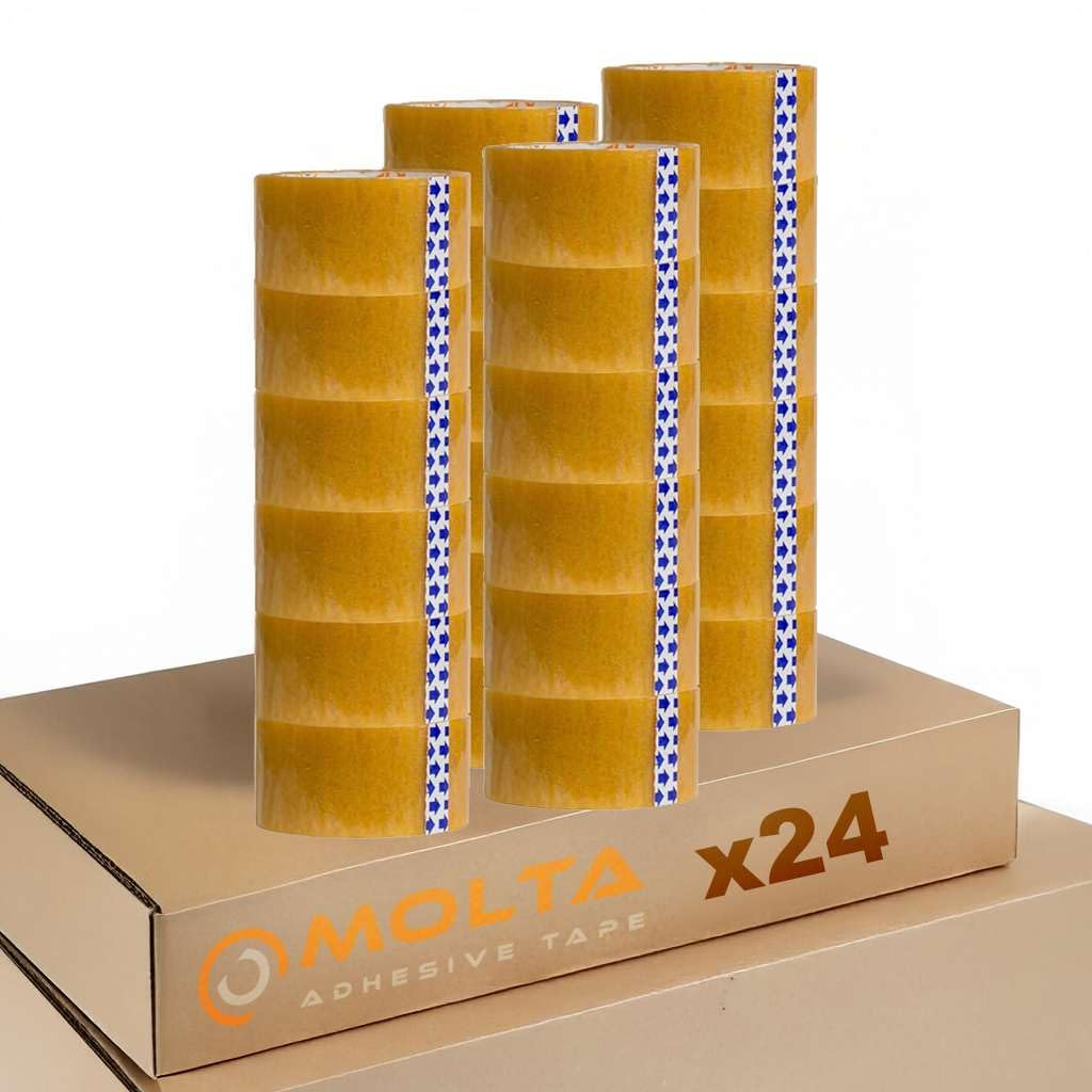 MOLTA SOLVENTA przezroczysta taśma do pakowania 48 mm x 120 m | taśma kartonowa | taśma do pakowania paczek i kartonów – 24 rolki | syntetyczny rubber