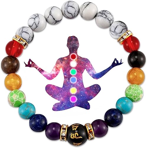 YANCHUN Pulsera Arus 7 Chakras Original, Pulsera de piedra curativa para mujer, 7 chakras Reiki, cristales curativos, pulsera de piedras preciosas