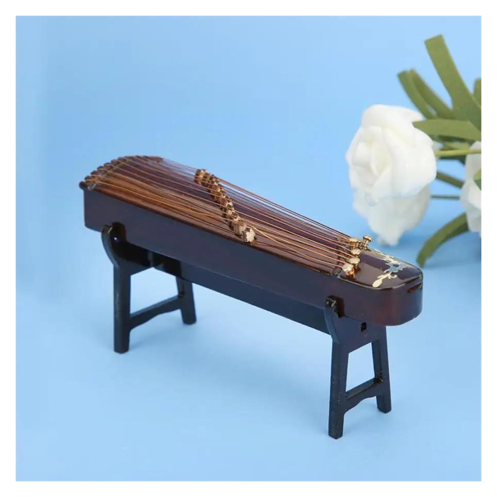 Miniaturowy Model Guzheng Ze Stojakiem I Etui Mini Cytra Mini Instrumenty Muzyczne Ozdoby Chińskie Tradycyjne Dekoracji instrument mini (Size : 16cm)