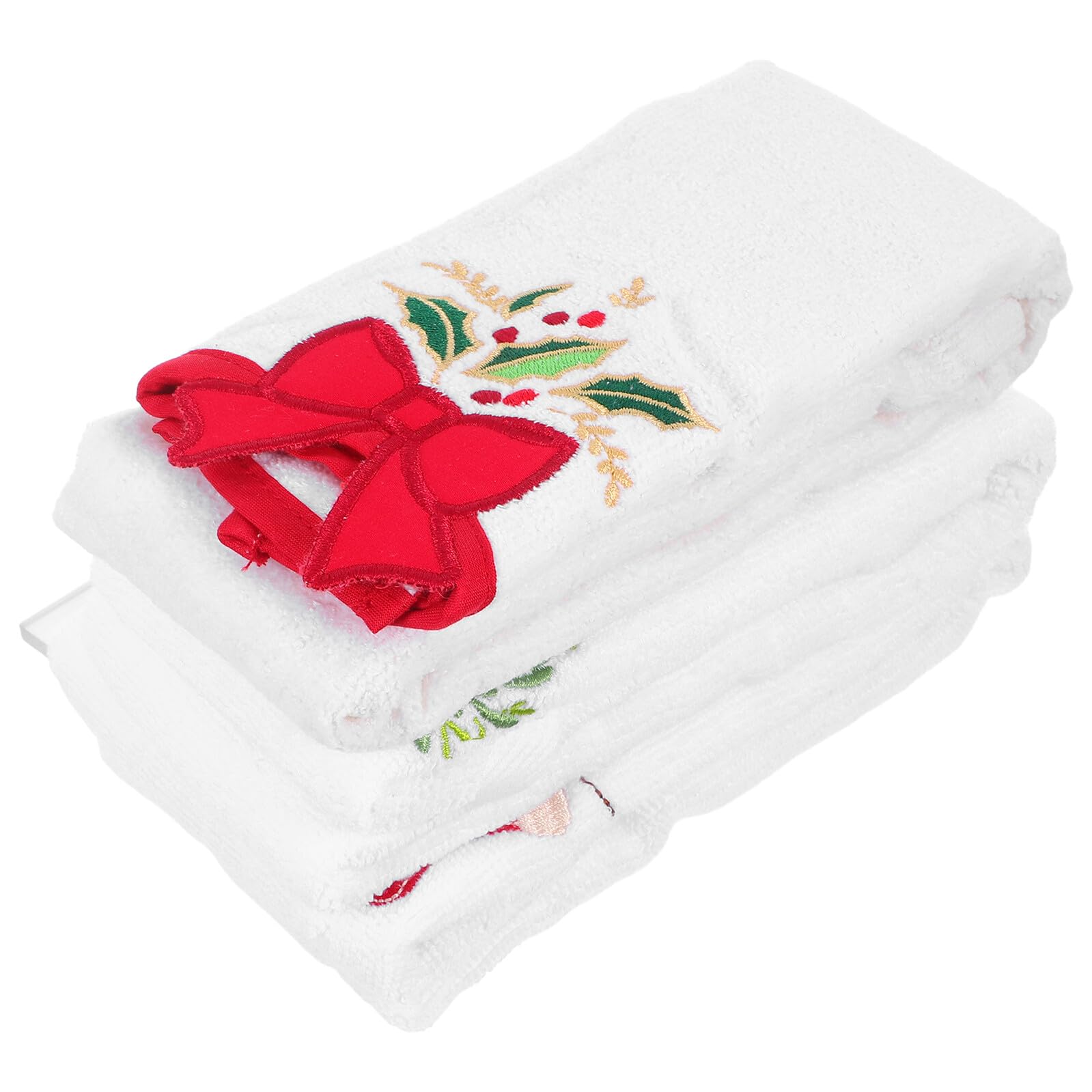 Artibetter 3 pezzi Asciugamani Natalizi in Cotone Ricamati Morbidi e Assorbenti Decorazioni Festive per Cucina e Bagno Lavabili in Lavatrice Stile Elegante per Feste