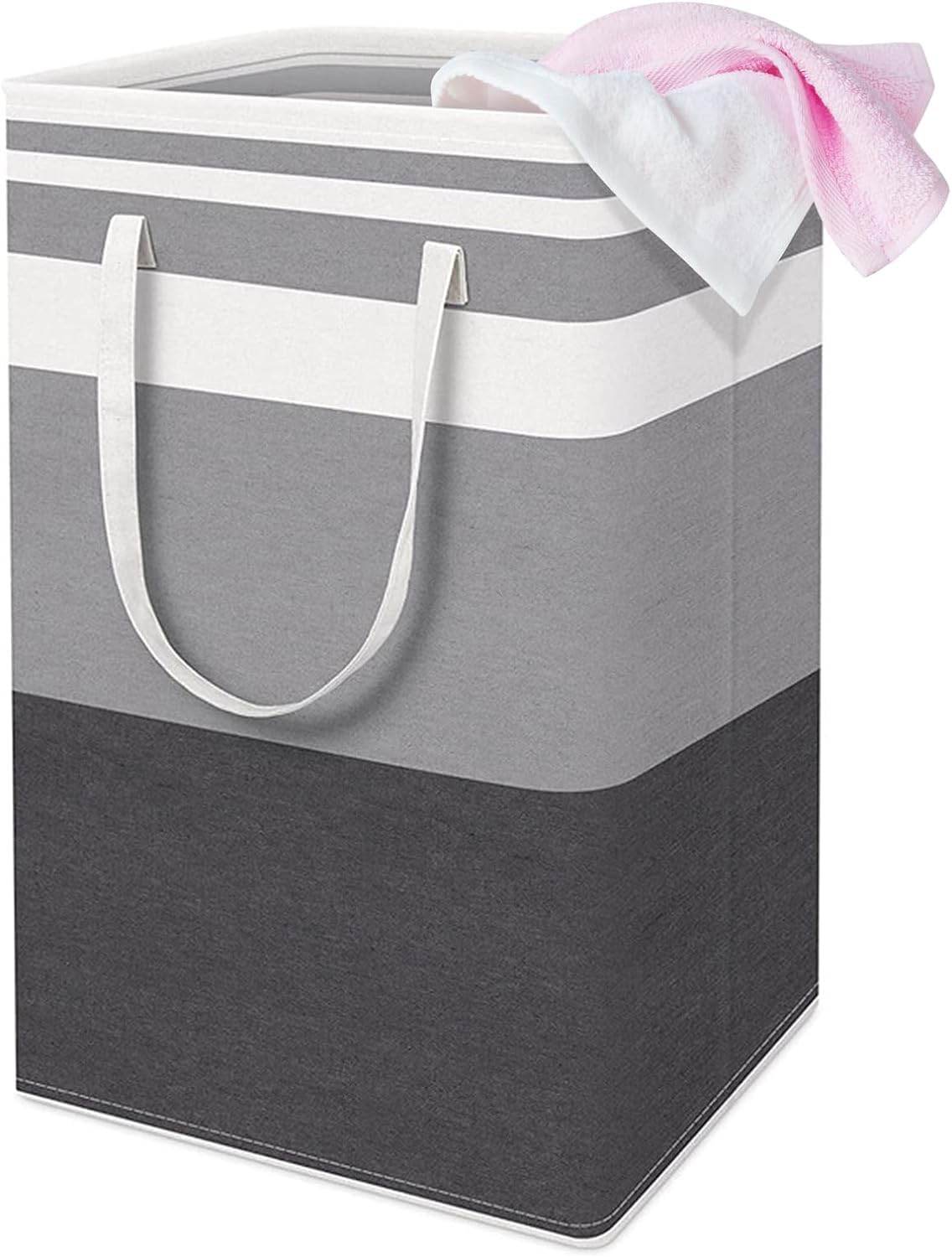 1-Pack Large Laundry Basket,Waterproof, Freestanding Laundry Hamper, Collapsible Tall Clothes Hamper With Extended Handles For Clothes Toys In The Dorm And Family-(Gradient Grey, 75L)