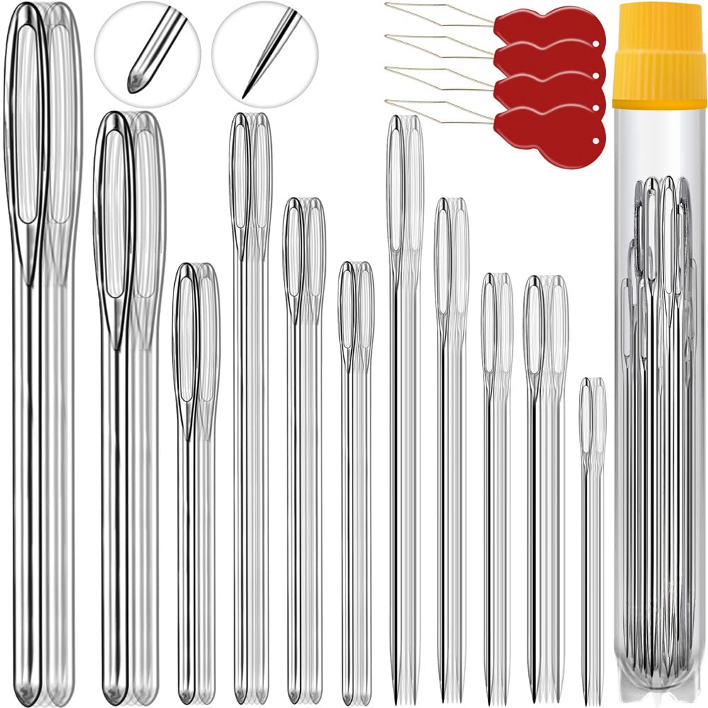 60 PCS Yarn Needles Large Eye for Crochet, Hand Sewing Needles, 12 Sizes Stainless Steel Knitting Needles & 12 Sizes Blunt Needles for Crochet, Darning, Weaving, and DIY Crafting with Threaders-picture-15