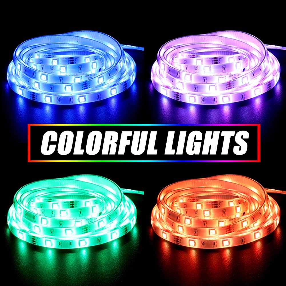 Tiras Luces Led Con Mando A Distancia Tiras Luz Led Impermeables 16.4ft/32.8ft LED TV Tira De Luz Ambiental Mando A Distancia Por Infrarrojos De 44 Teclas 16 Millones De Colores A Elegir(Bare Board,10