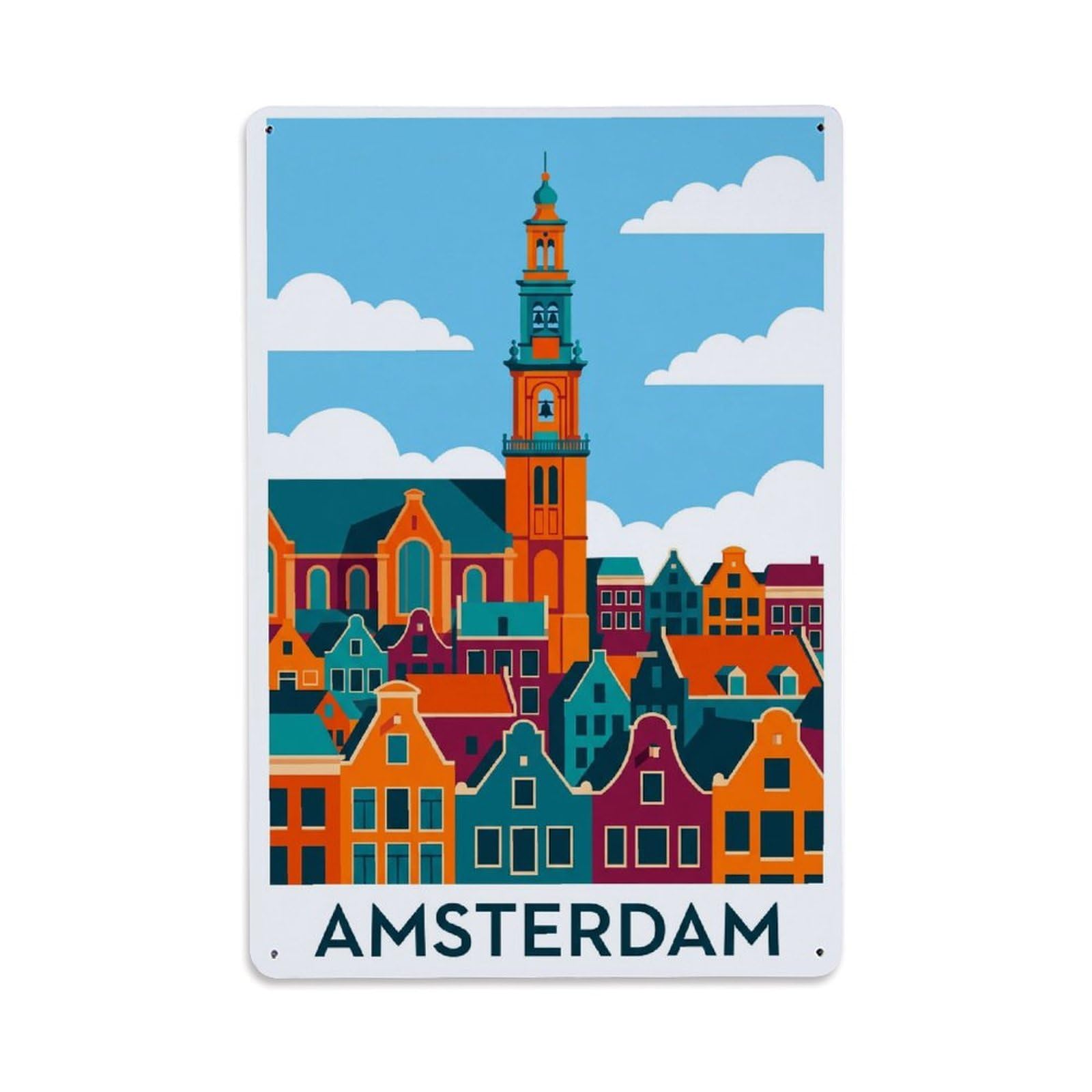 Este 8X12inch Style Vintage Travel Amsterdam Netherlands Finest Metal Tin Sign