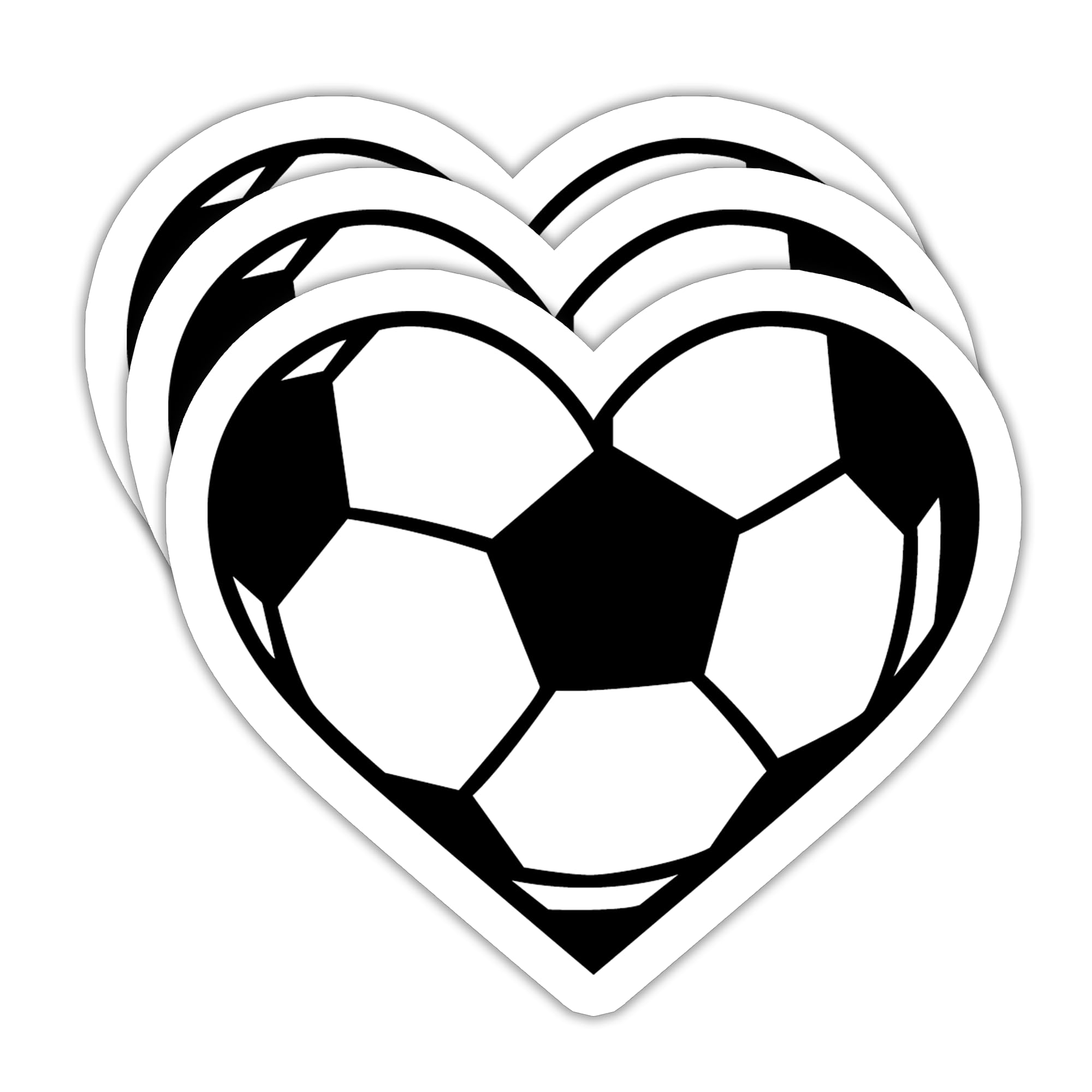 (3PCS) Soccer Heart Stickers – Waterproof Vinyl Decals for Laptop, Water Bottle, Notebook, Phone, Gift for Soccer Players, Teams, Fans, Sports