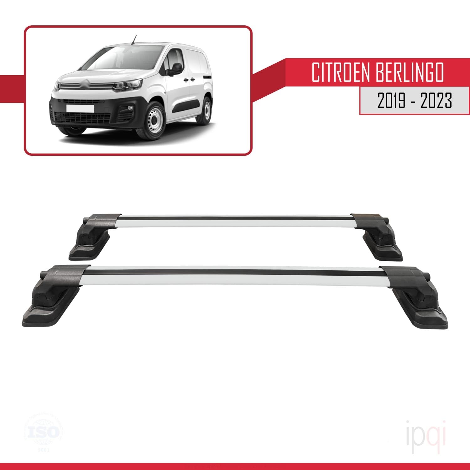 Compatible con Citroen Berlingo 2019-2023 Ace-3 Barras de Techo Auto Portaequipajes Barras Transversales Gris Aluminio 2 Barras