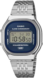 Casio Vintage Navy Blue Dial Stainless Steel Digital Watch 39x36.8mm - A140WE-2A