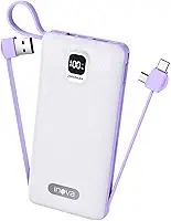 Power Bank 20000mAh, Carregador Portátil Carregamento Rápido com Cabos, 2 Saídas USB-A(até 22.5W) + 1 Saída/Entrada USB-C(até 20W), Led Indicador de Bateria, MD-P204 (Branco)