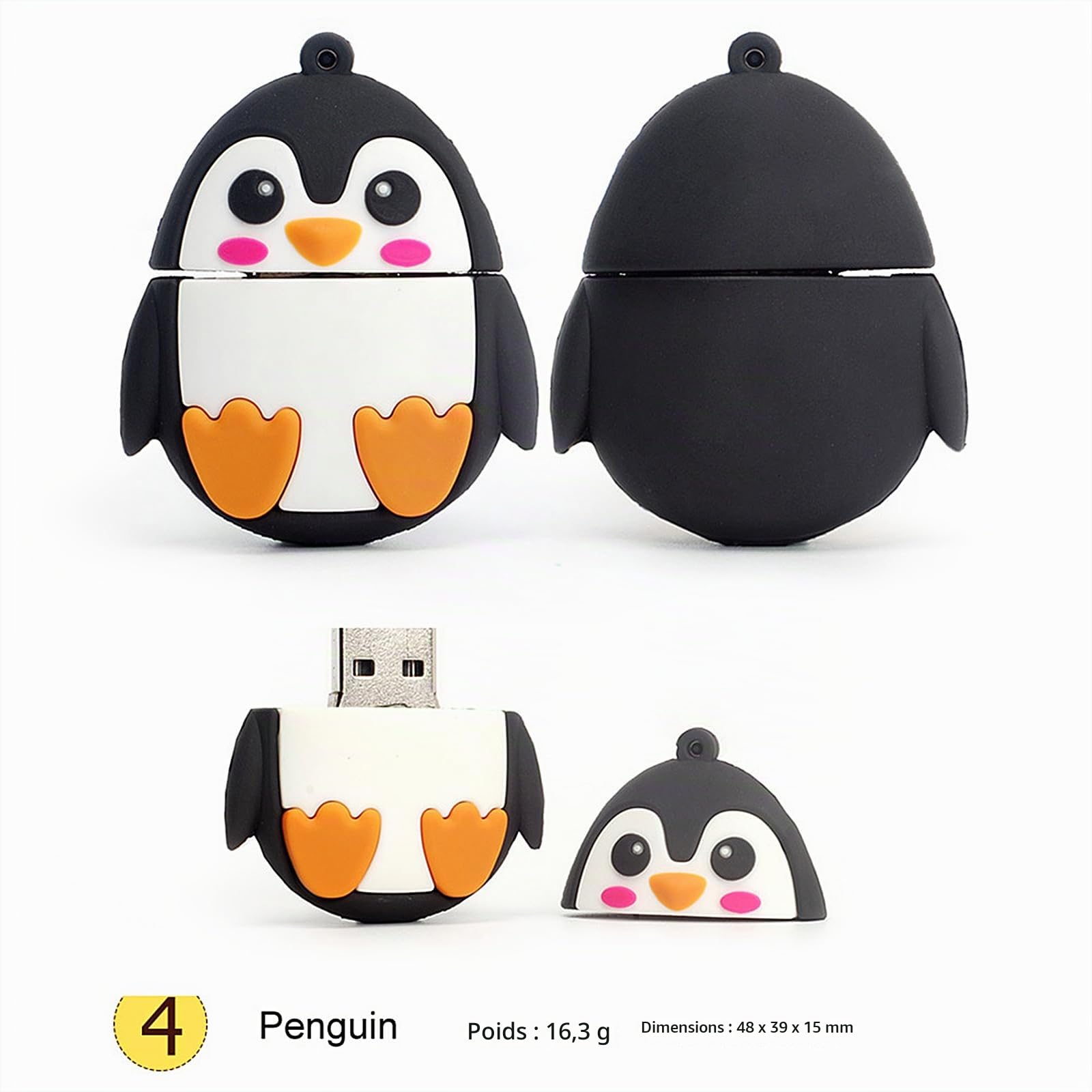leizhan【Lot de 5】 Clé USB 32Go U-Disk Mémoire Externe Ordinateur Silicone Animaux Mignons pour Enfants Etudiants Cadeau de Fin d'études (Animaux，32Go*5pcs)