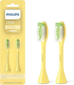 Philips One by Sonicare Genuine Replacement Electric Toothbrush Heads, 2 Brush Head Pack Up to 6 Month Supply, Mango Yellow, BH1022/02