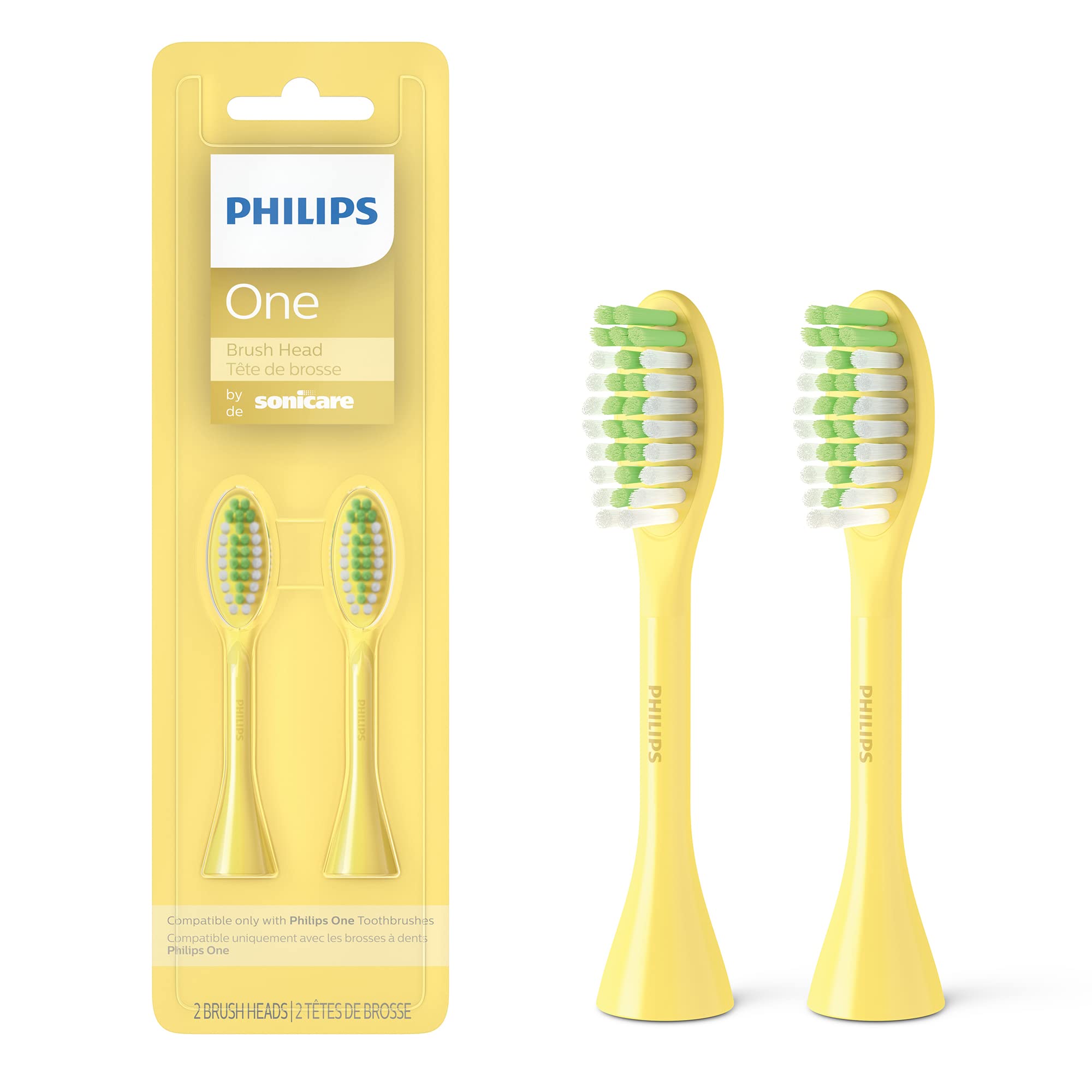 Philips Sonicare One Genuine Replacement Brush Heads, 2-Pack, Yellow