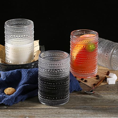 Consou Large Glasses Set of 6, 15 oz Hobnail Glassware Thick Glass Heavy Base - Thumbnail 7