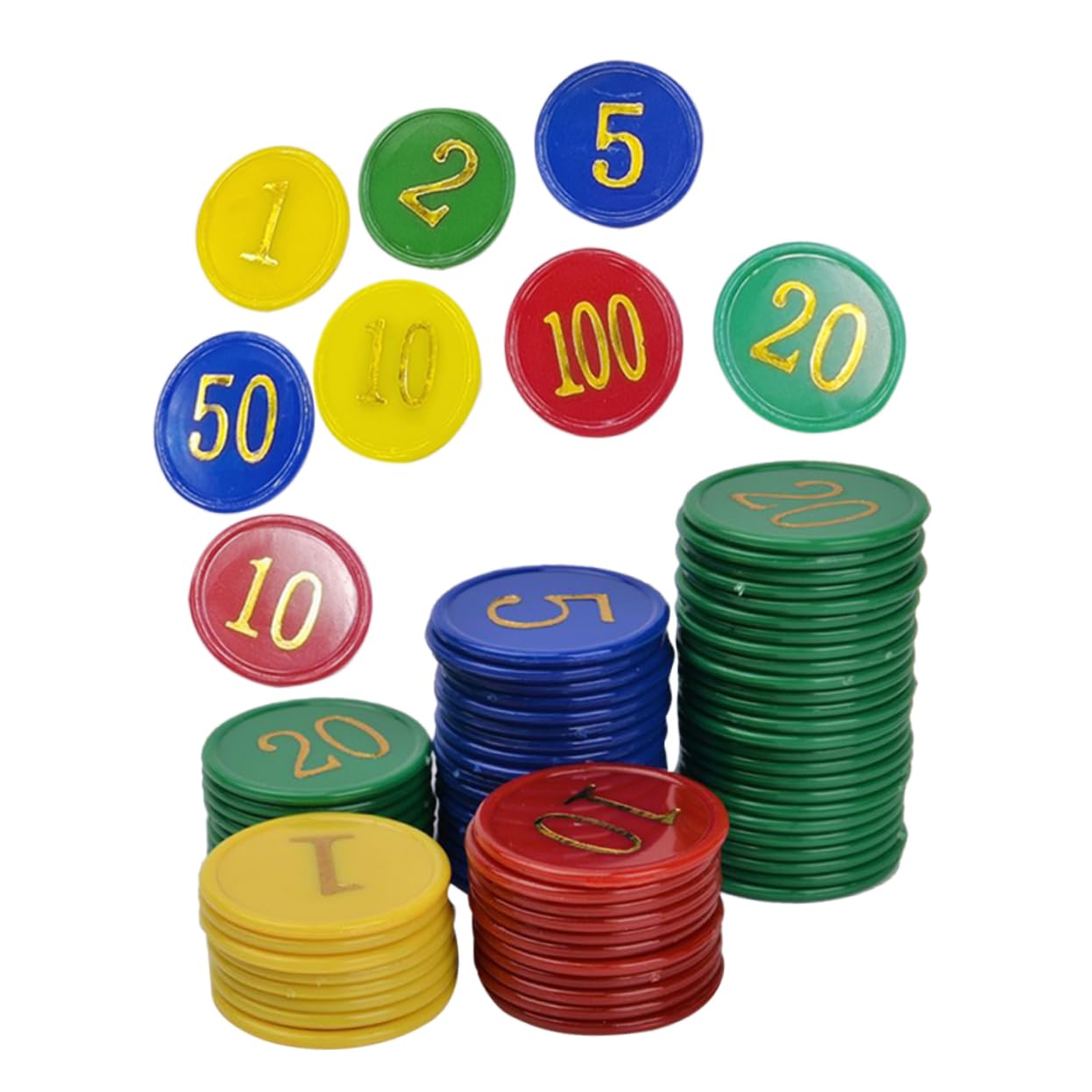 BESPORTBLE 320pcs Plastic Poker Chips Counting Chips for Math Learning Games and Sorting Multi Colored Markers for Family Fun and Educational Activities