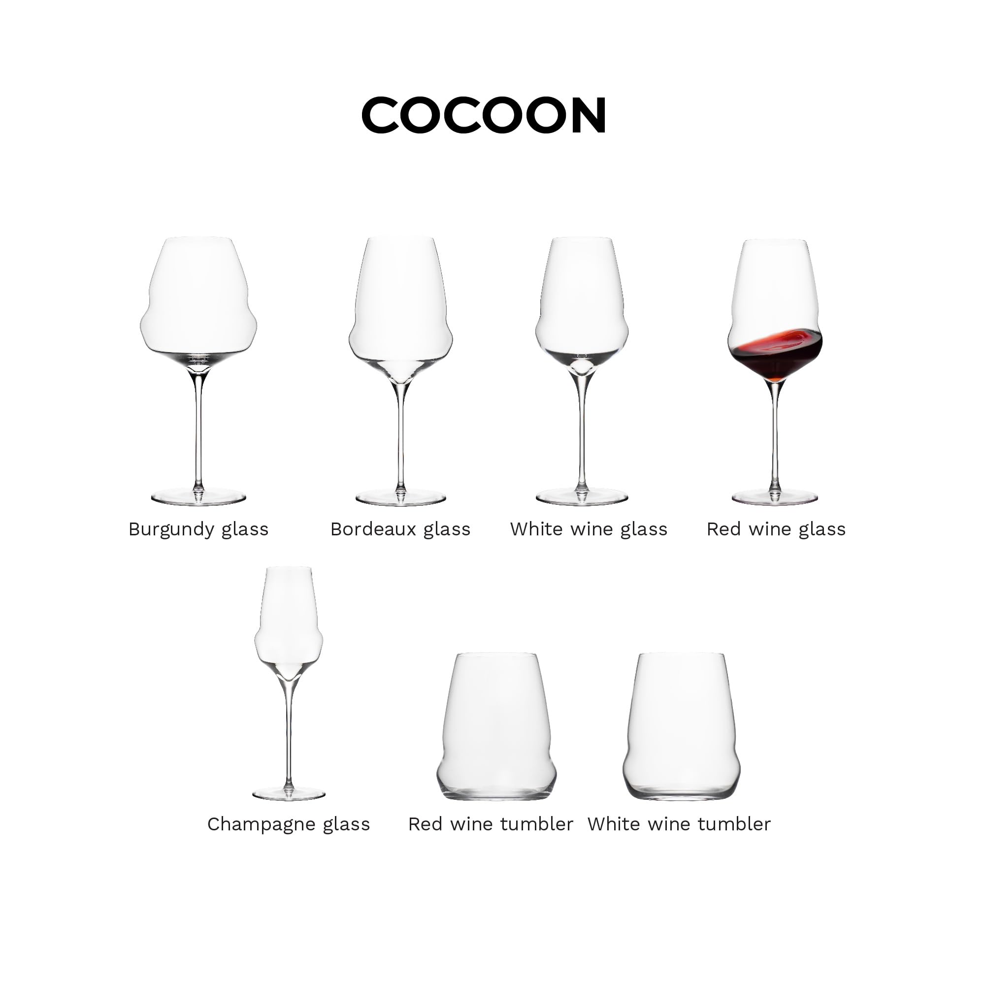 Stölzle Lausitz Cocoon - Juego de 6 copas de vino multiusos de 20 onzas (6 unidades) – Cristalería duradera apta para lavavajillas, cristalería contemporánea con tallo – Colección de copas de bar sin