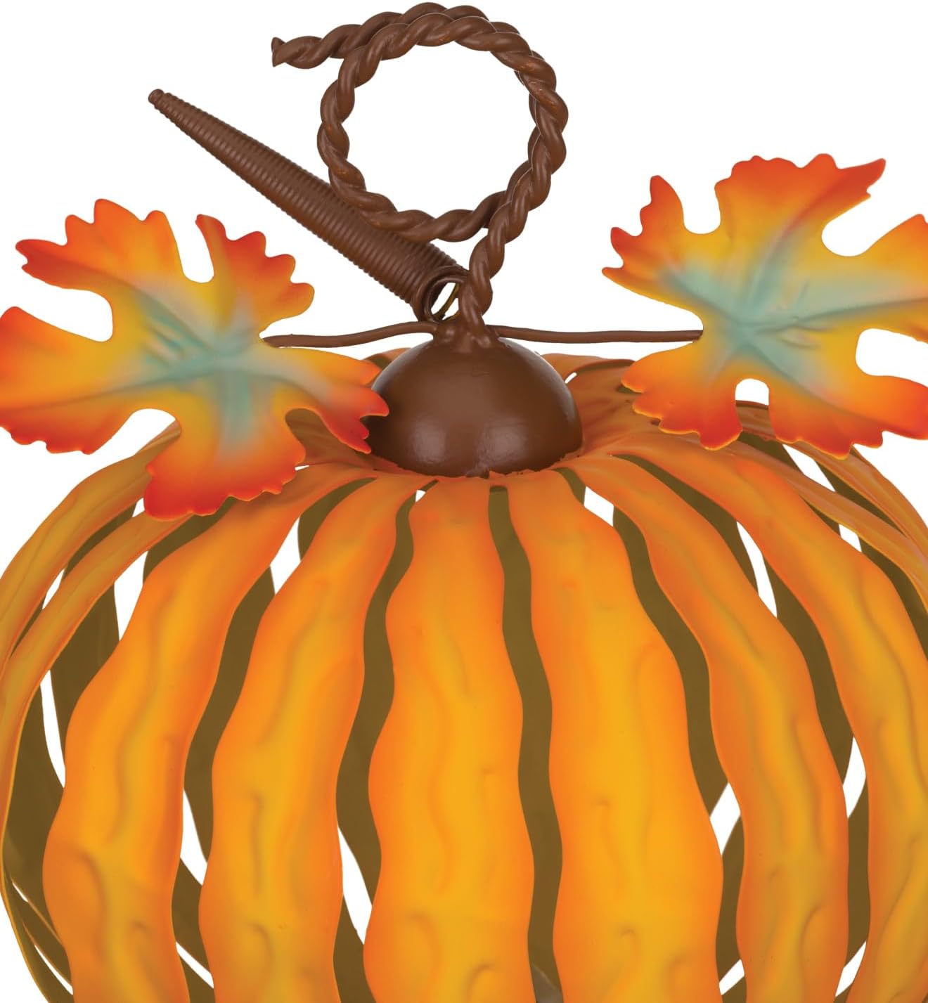 Regal Art & Gift LED Pumpkin Décor Set for Indoor Fall Display, Halloween Decorations | Halloween Lights Metal Pumpkins with Colorful Finish for Tabletop, Mantel, or Shelf | Orange | Set of 2