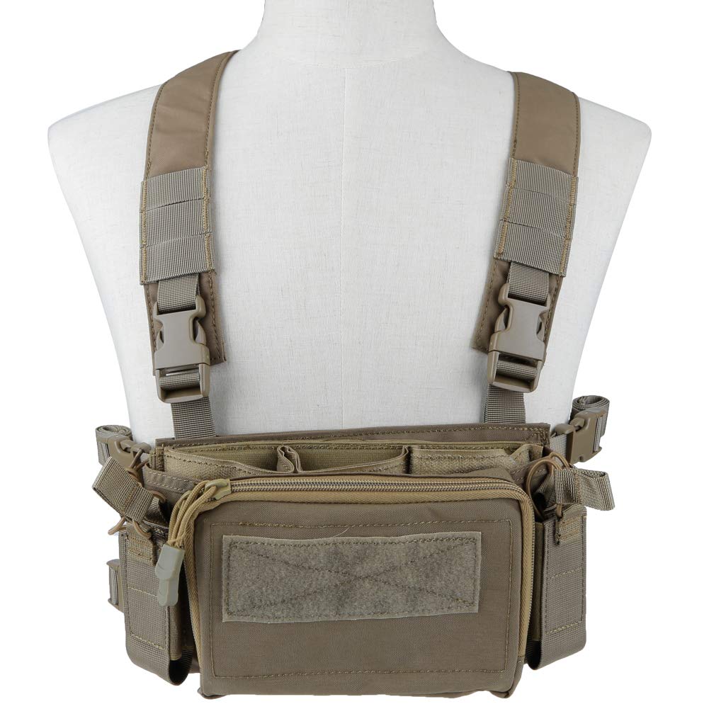 FUZKI Tactical Ammo Chest Rig Airsoft Tactical Vest with 5.56 9mm Mag Pouch and Storage Bag Modular Harness for Shooting Wargame Paintball Military Hunting