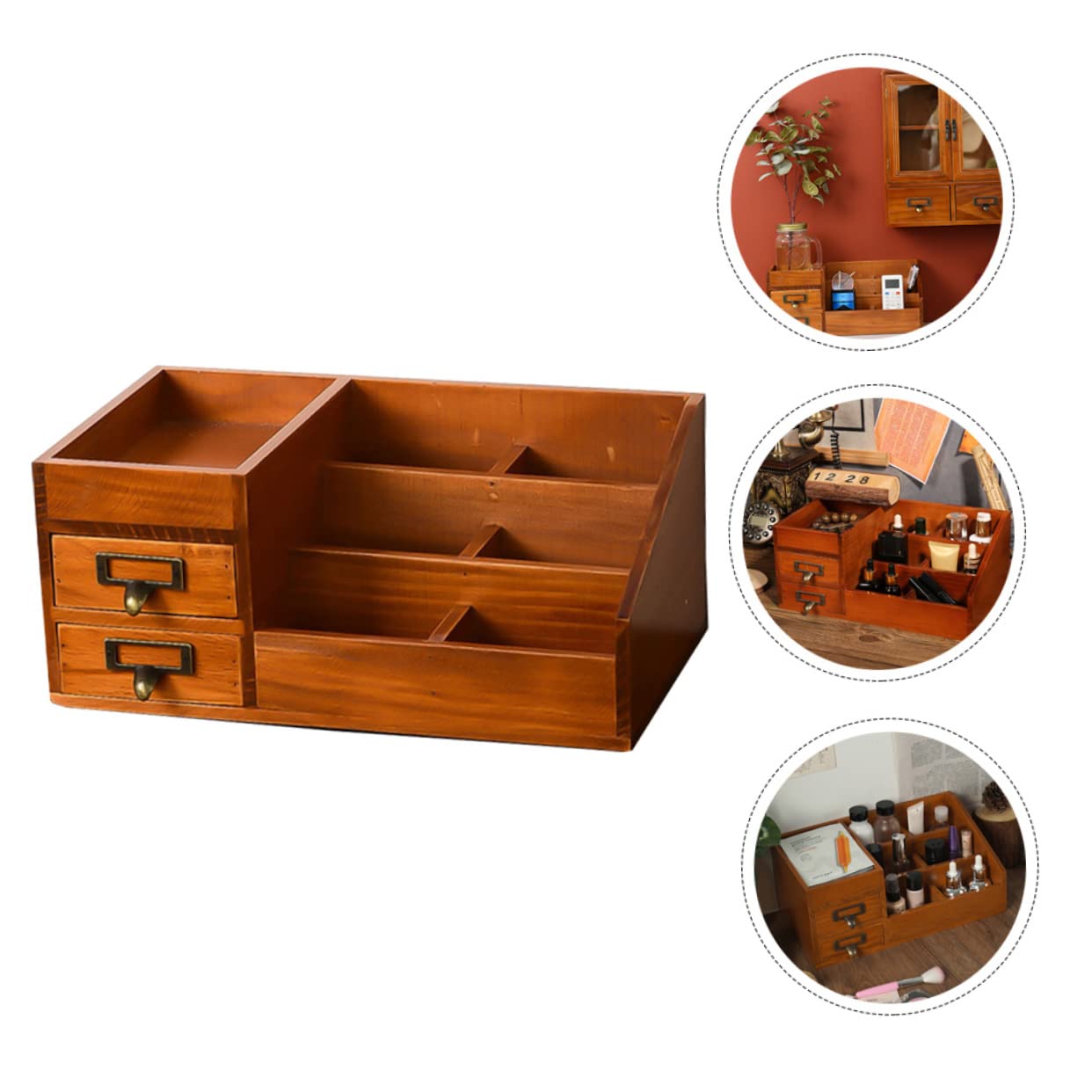 Zerodeko Sechsfacher Schreibtisch Organizer mit 2 Schubladen, Lagerbehälter